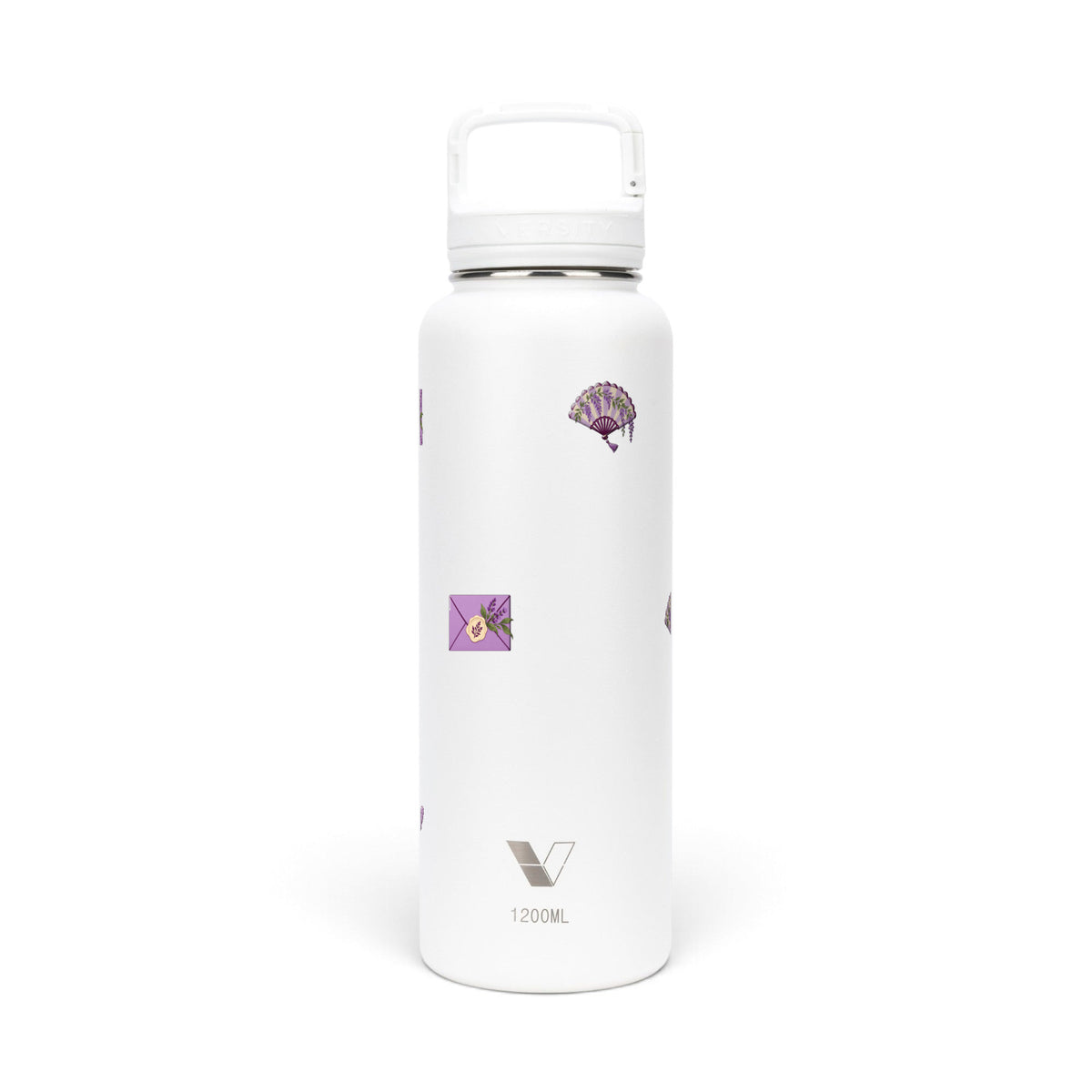 Garrafa Térmica Versity ColdKeeper 1200ml Lavanda Botânica Branca, frente