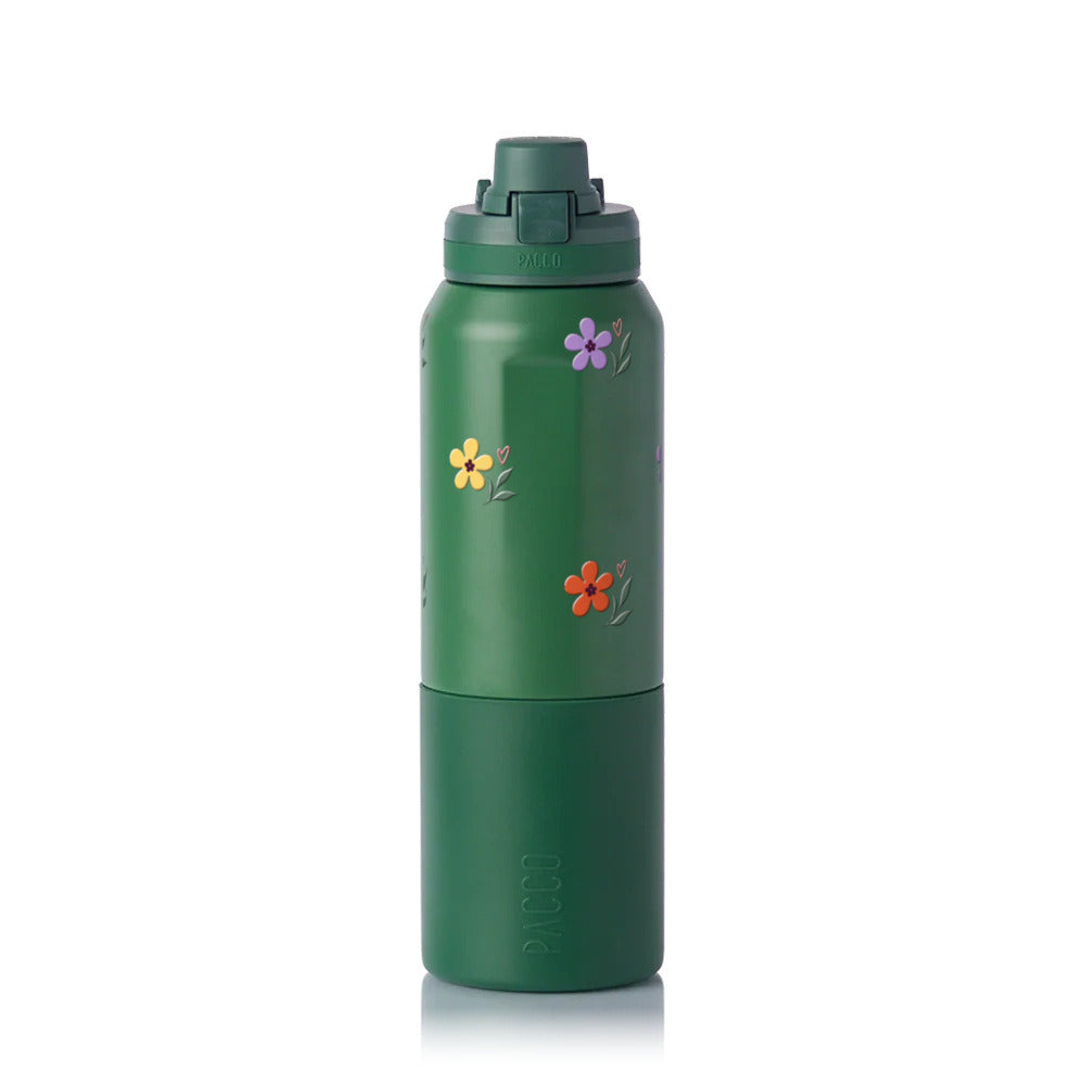 Garrafa Térmica PACCO Nexa 1000ml Floral Club Verde Militar, frente