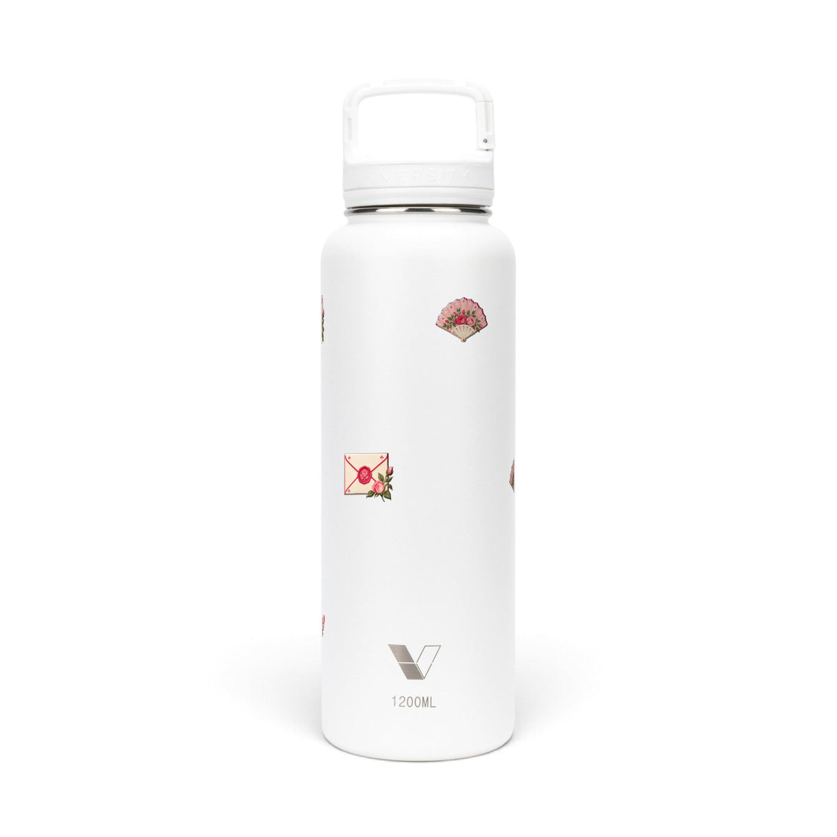 Garrafa Térmica Versity ColdKeeper 1200ml Rosé Romântico Branca, frente