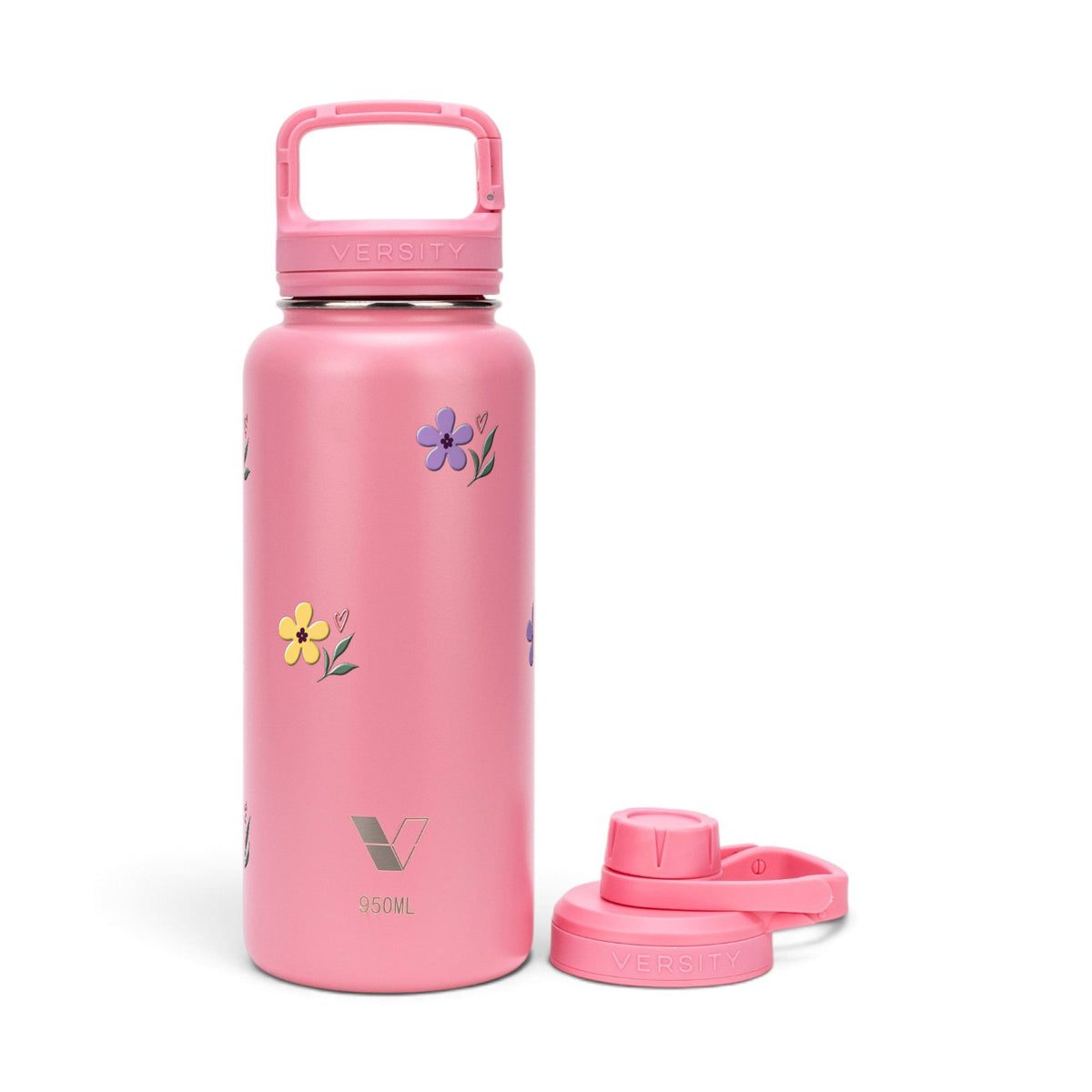 Garrafa Térmica Versity ColdKeeper 950ml Floral Club Rosa Chiclete, frente