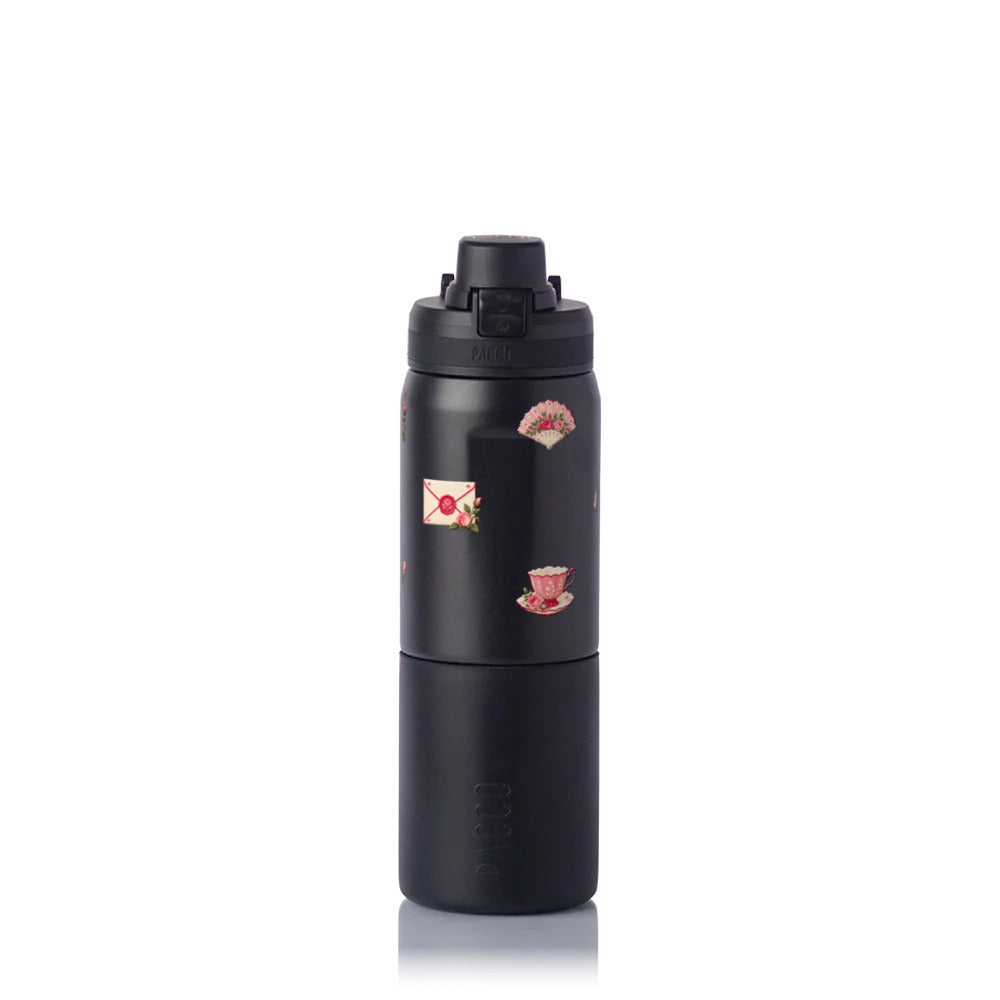 Garrafa Térmica PACCO Nexa 600ml Rosé Romântico PRETO, frente