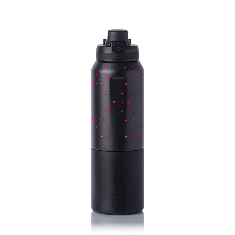 Garrafa Térmica PACCO Nexa 1000ml Corações Rosa Preto, frente