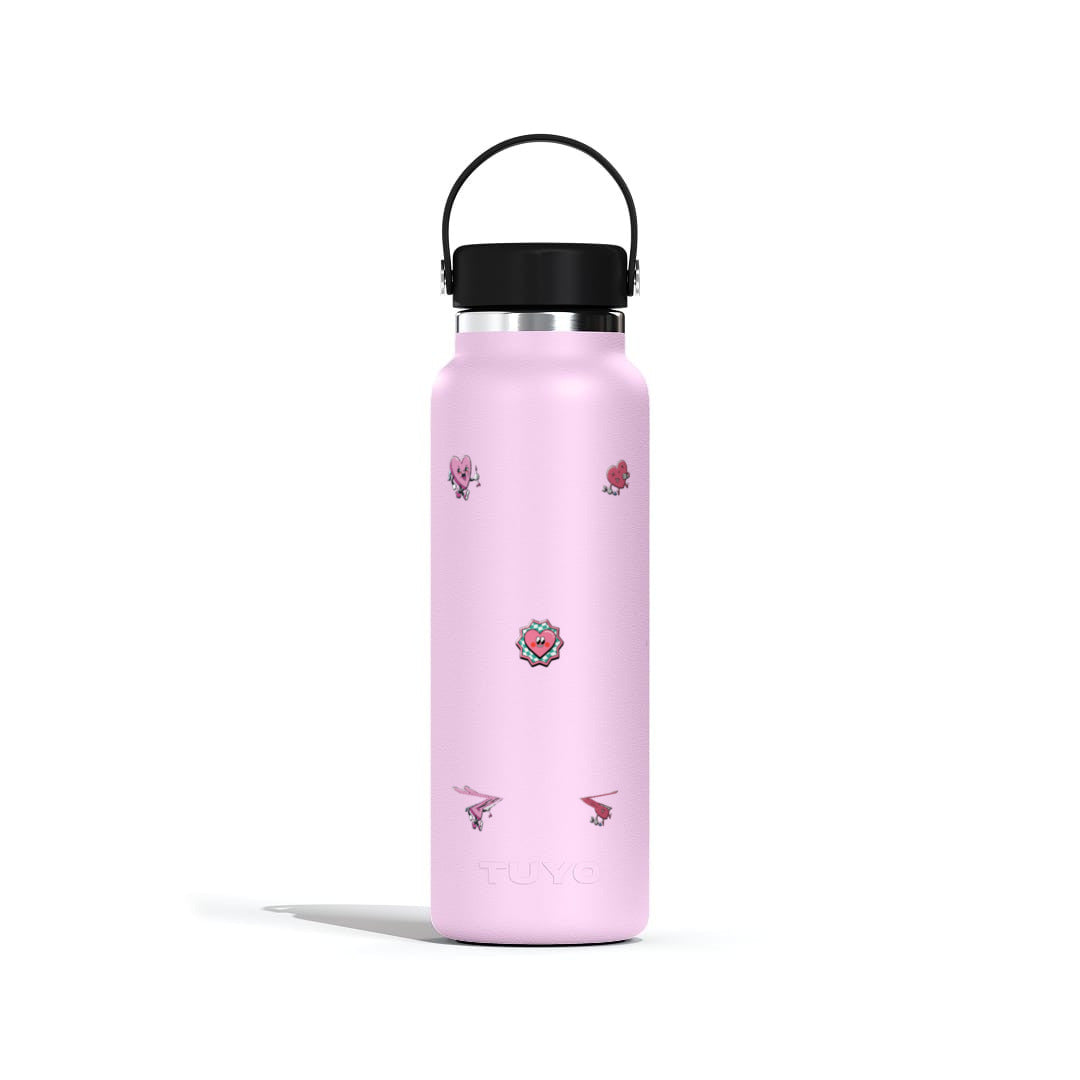 Garrafa Térmica Tuyo 1200ml Corações Lilás, frente