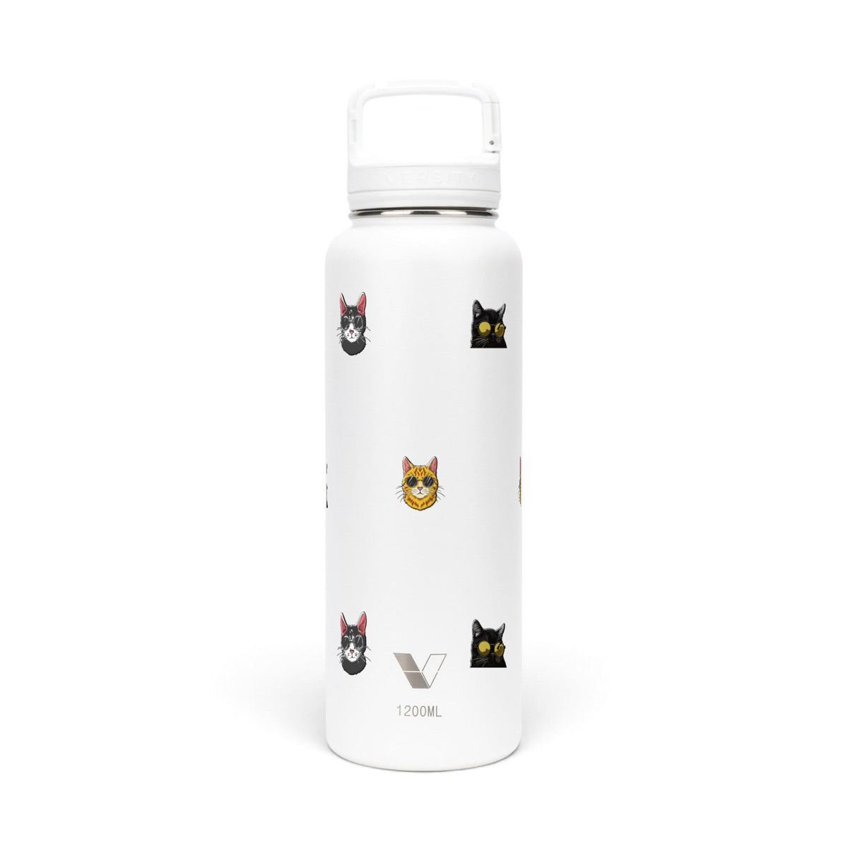 Garrafa Térmica Versity ColdKeeper 1200ml Gatos de Óculos Branca, frente