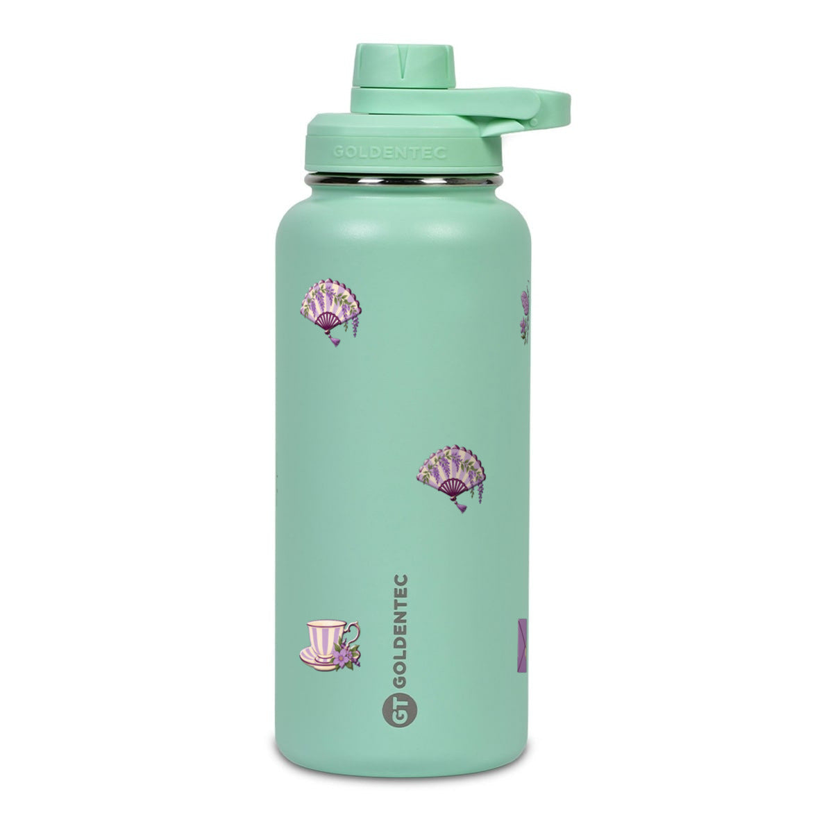 Garrafa Térmica Goldentec 1000ml Lavanda Botânica Verde Menta, frente