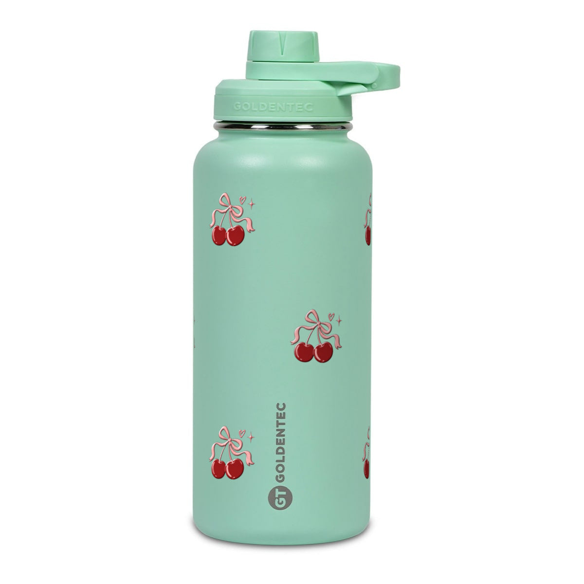 Garrafa Térmica Goldentec 1000ml Cereja Pop Verde Menta, frente