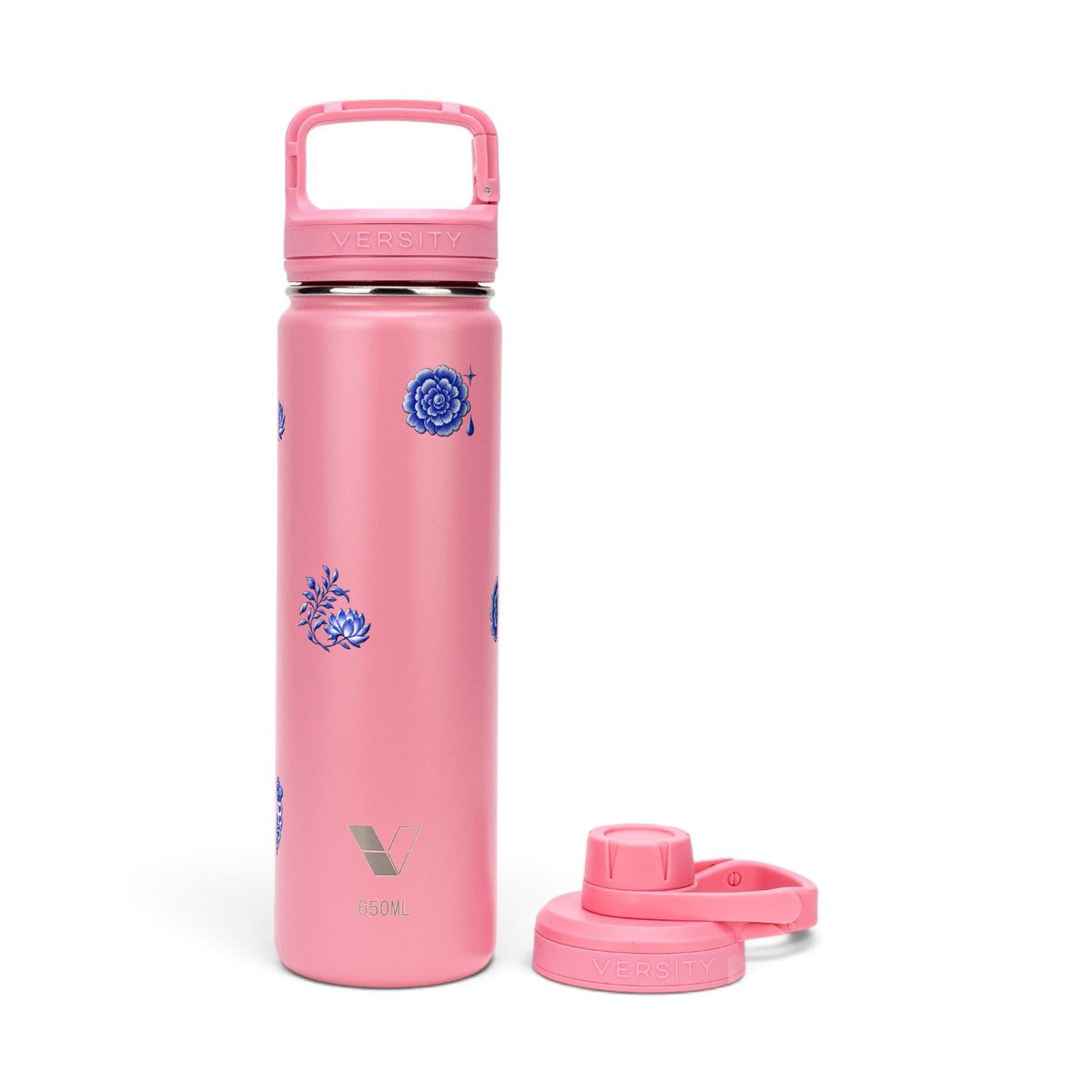 Garrafa Térmica Versity ColdKeeper 650ml Porcelana de Coalas Rosa Chiclete, kit