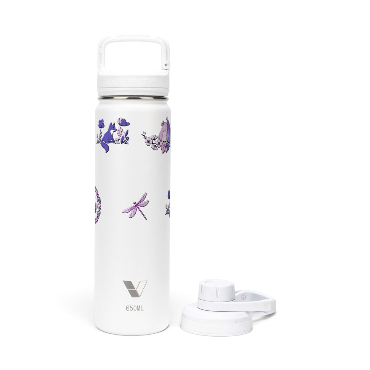 Garrafa Térmica Versity ColdKeeper 650ml Natureza Lilás Branca, kit