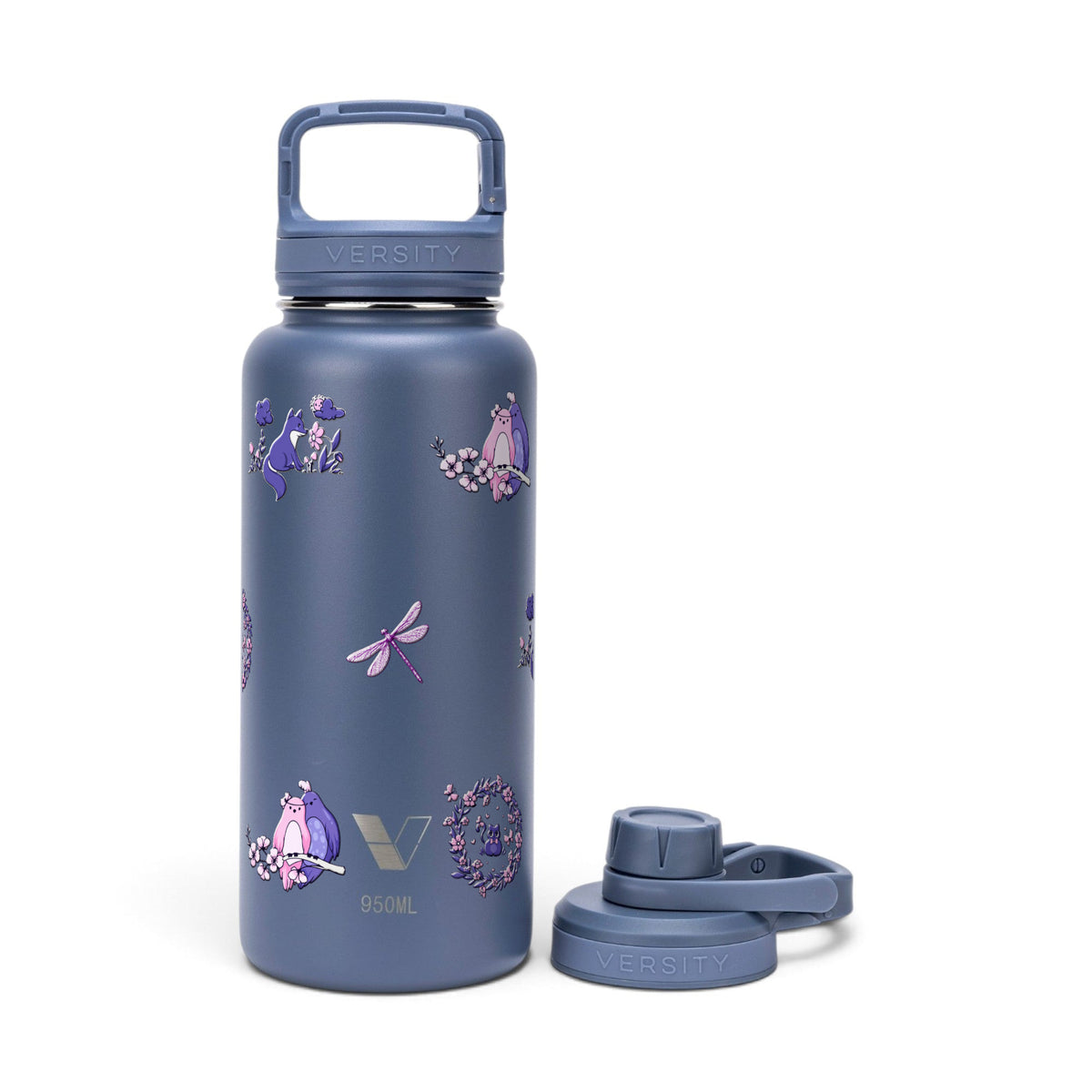 Garrafa Térmica Versity ColdKeeper 950ml Natureza Lilás Azul, kit