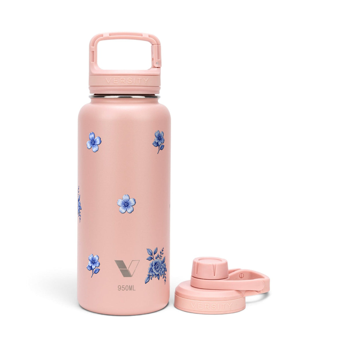 Garrafa Térmica Versity ColdKeeper 950ml Jardim Azul Rose, kit