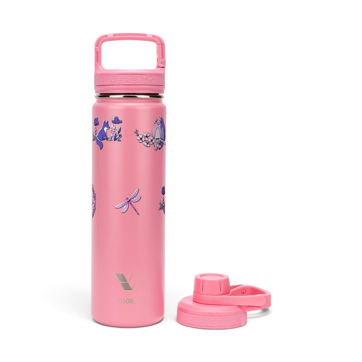 Garrafa Térmica Versity ColdKeeper 650ml Natureza Lilás Rosa Chiclete, kit