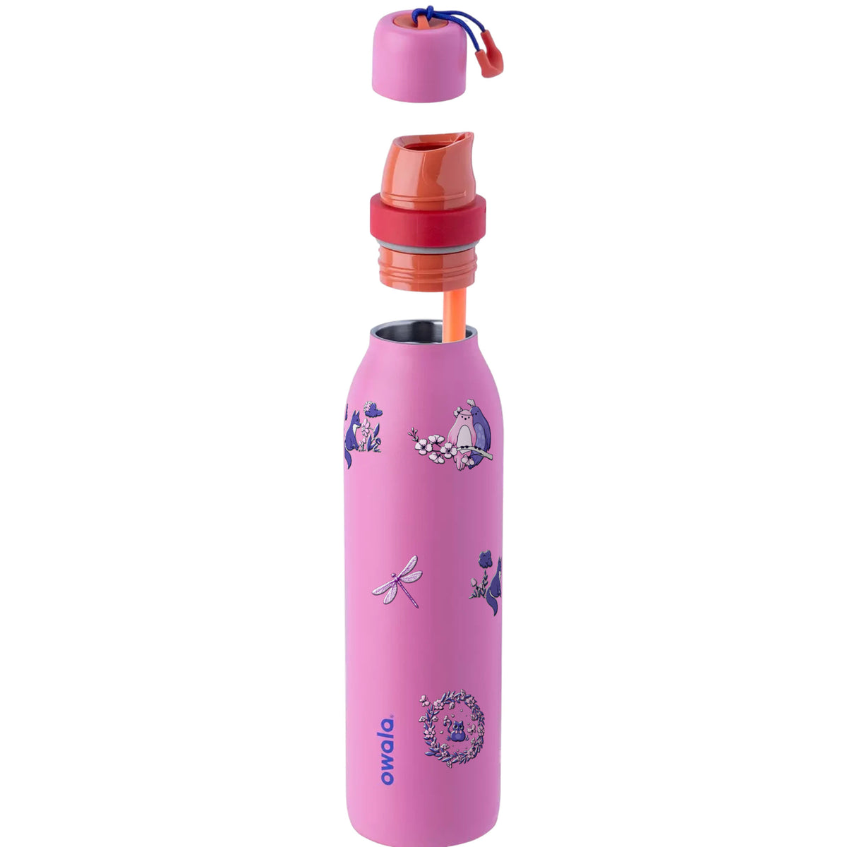 Garrafa Térmica Owala Twist 710ml Natureza Lilás Fruit Punch, com a tampa aberta