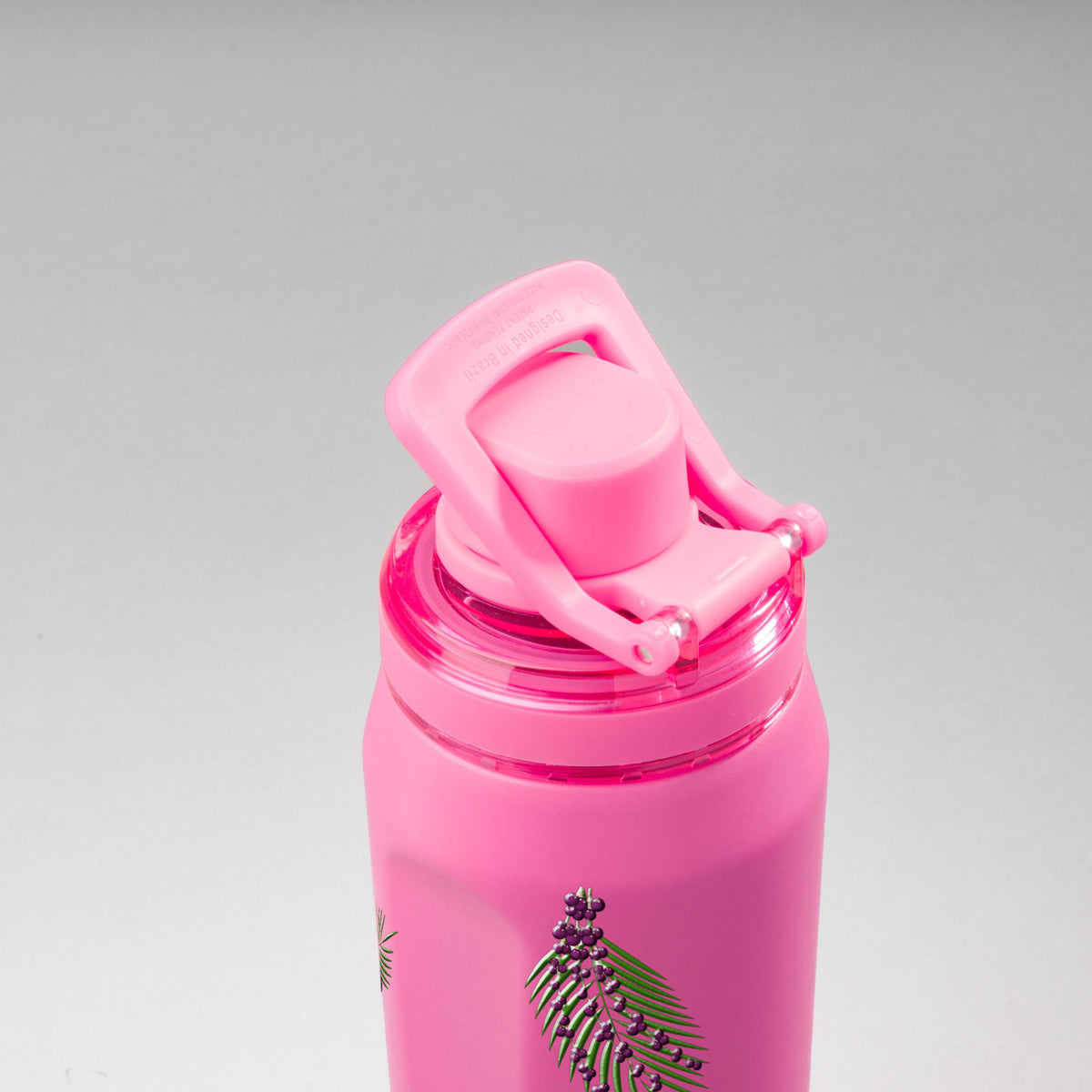 Garrafa Térmica PACCO Vyta 650ml Açaí Chiclete, vista de cima com a alça levantada