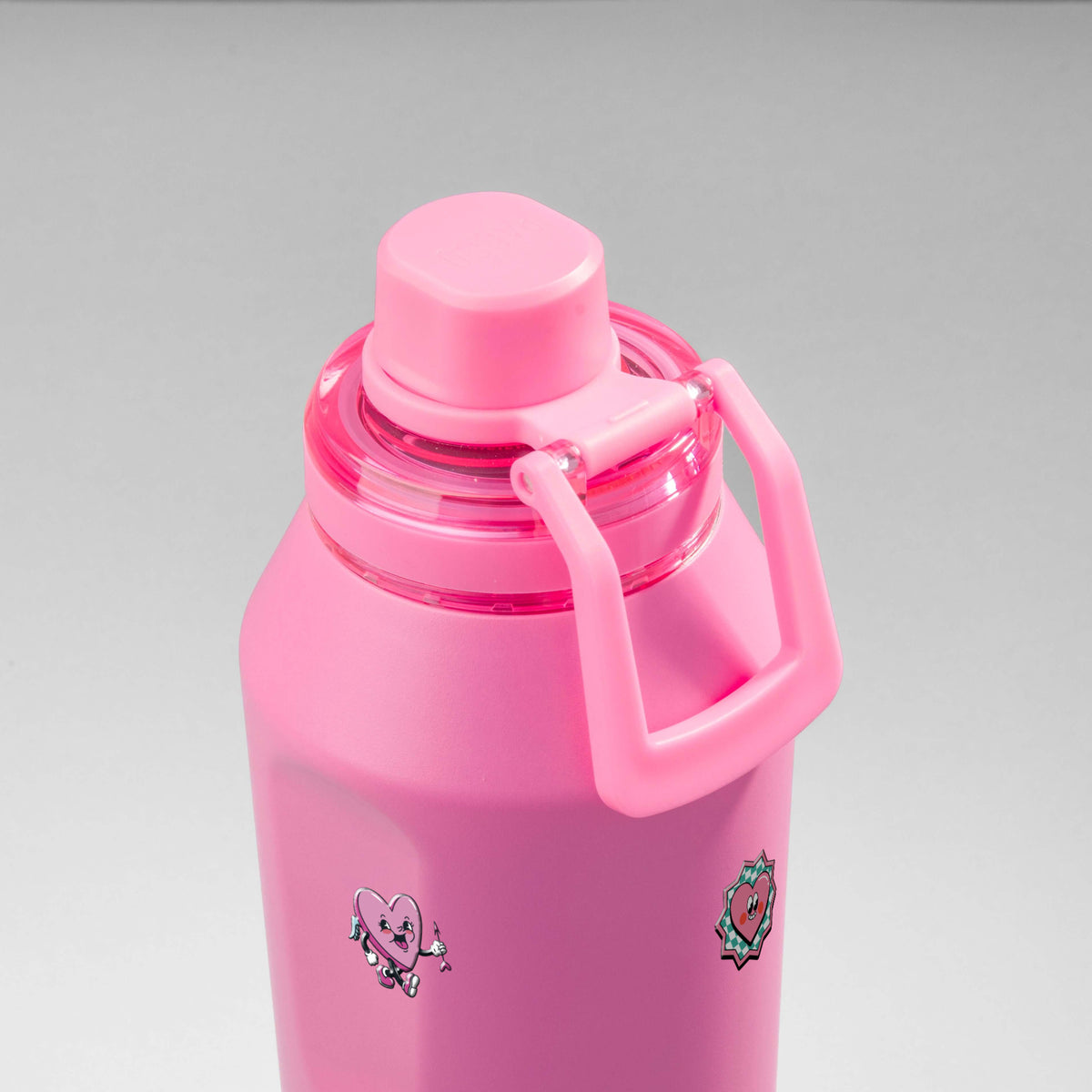 Garrafa Térmica PACCO Vyta 1200ml Corações Chiclete, vista de cima