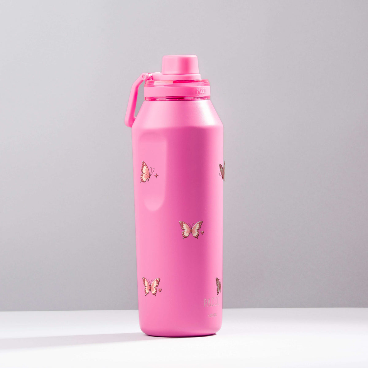 Garrafa Térmica PACCO Vyta 1200ml Rosé Butterfly Chiclete, foto de estúdio