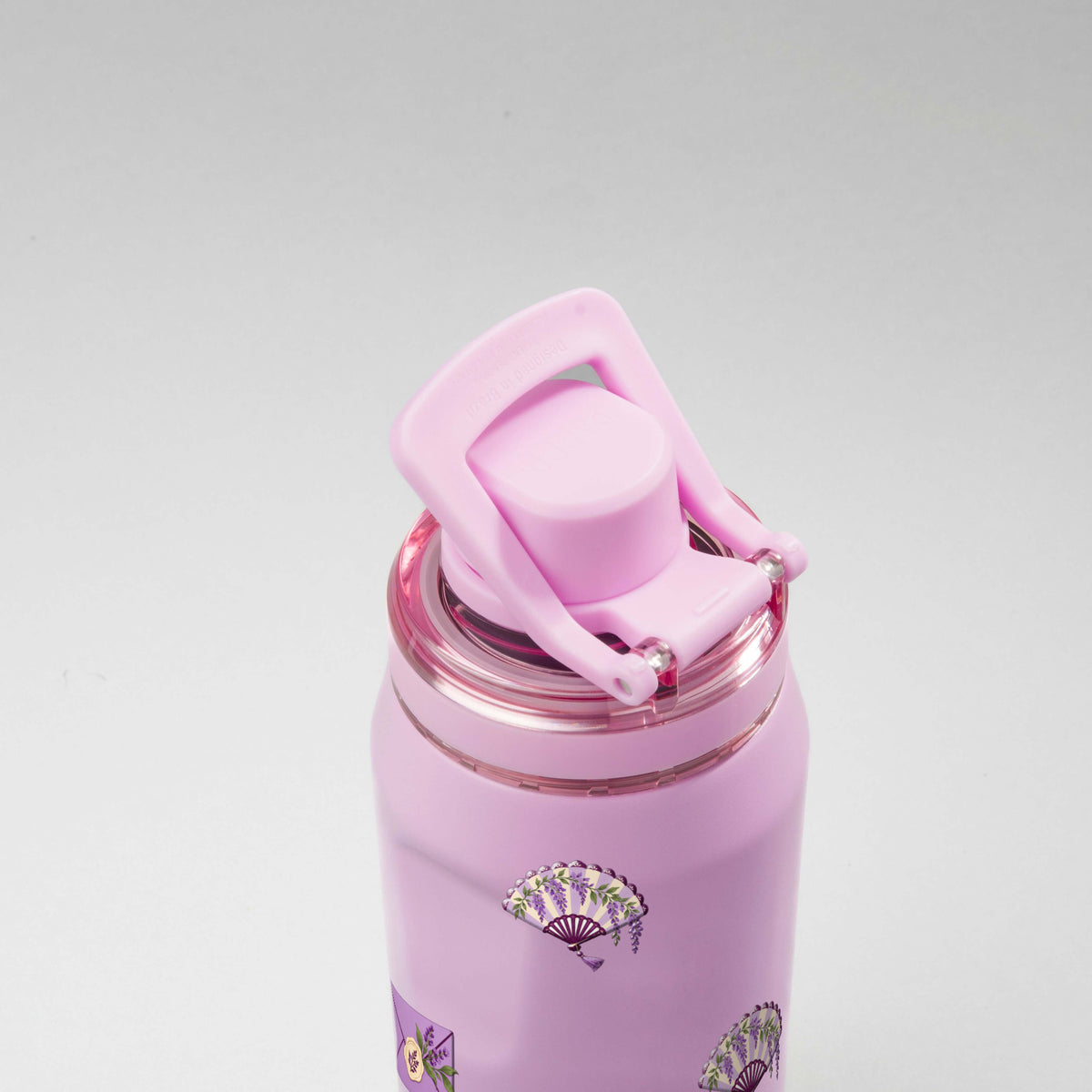 Garrafa Térmica PACCO Vyta 350ml Lavanda Botânica Lilás, alca levantada