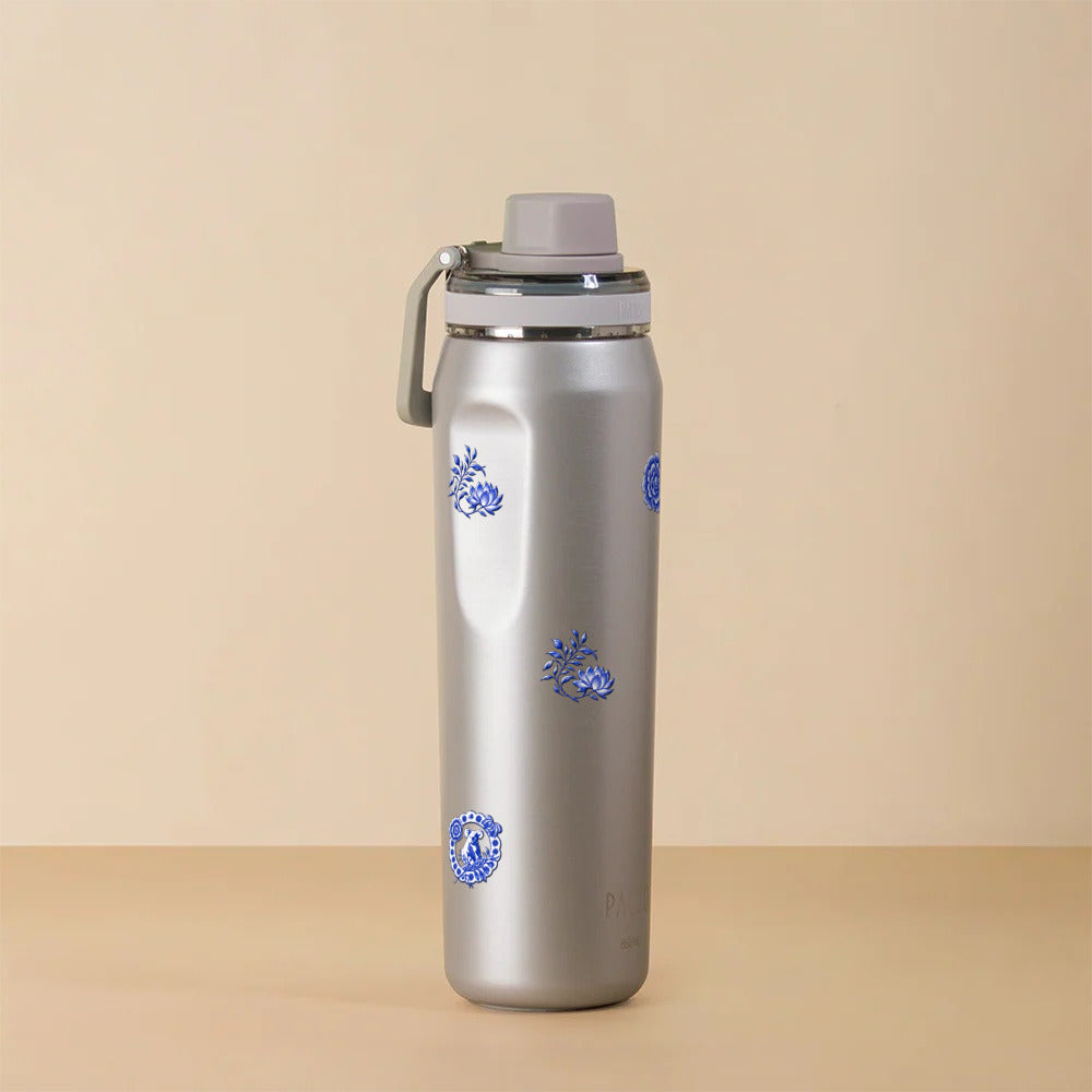 Garrafa Térmica PACCO Vyta 650ml Porcelana de Coalas OURO BRANCO, foto de estúdio