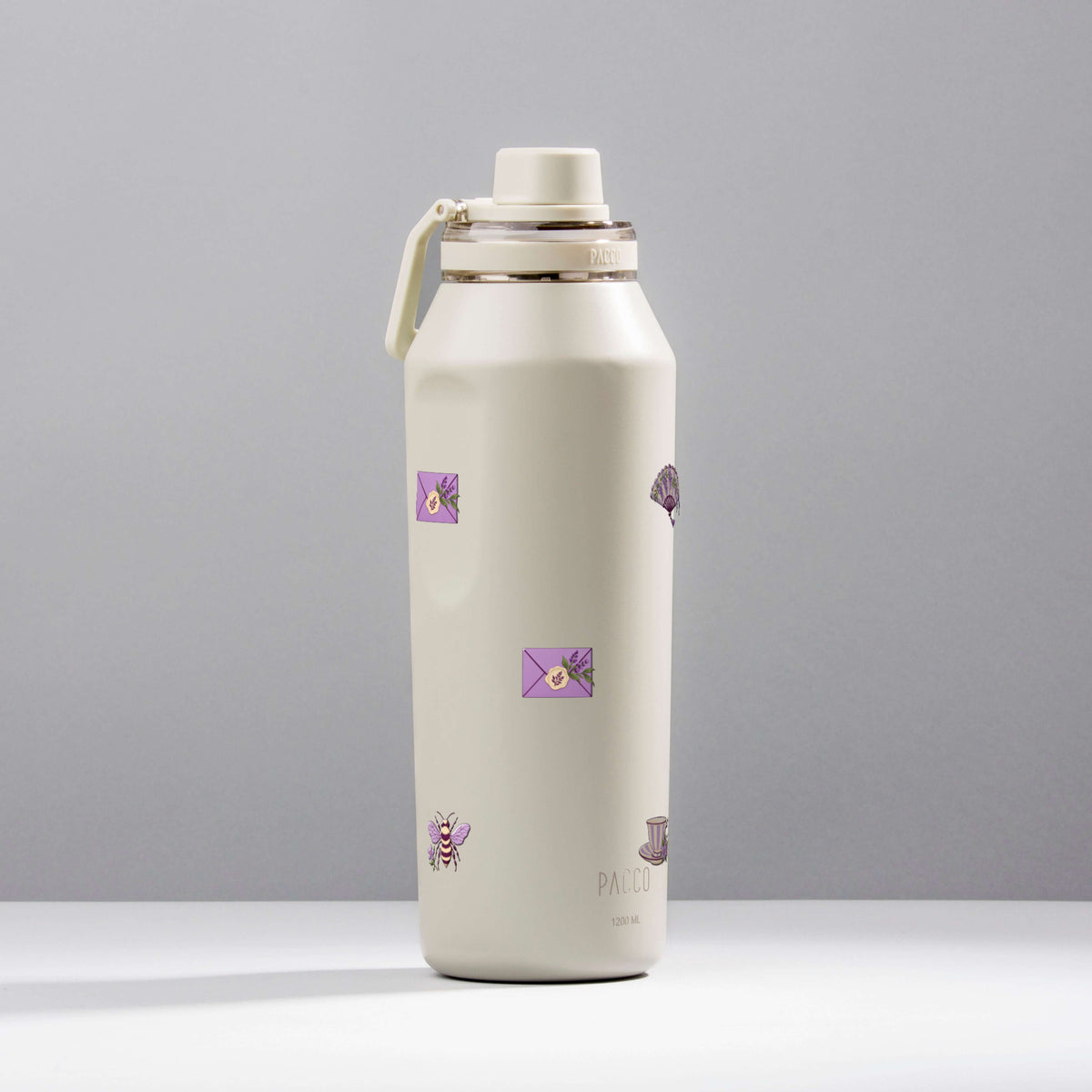 Garrafa Térmica PACCO Vyta 1200ml Lavanda Botânica Creme, foto de estúdio