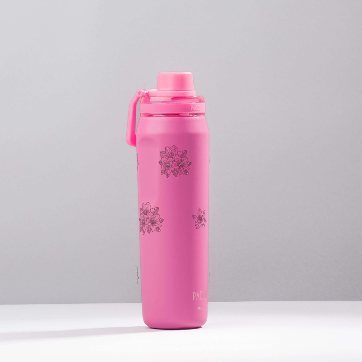 Garrafa Térmica PACCO Vyta 650ml Floral Rosa Chiclete, foto de estúdio