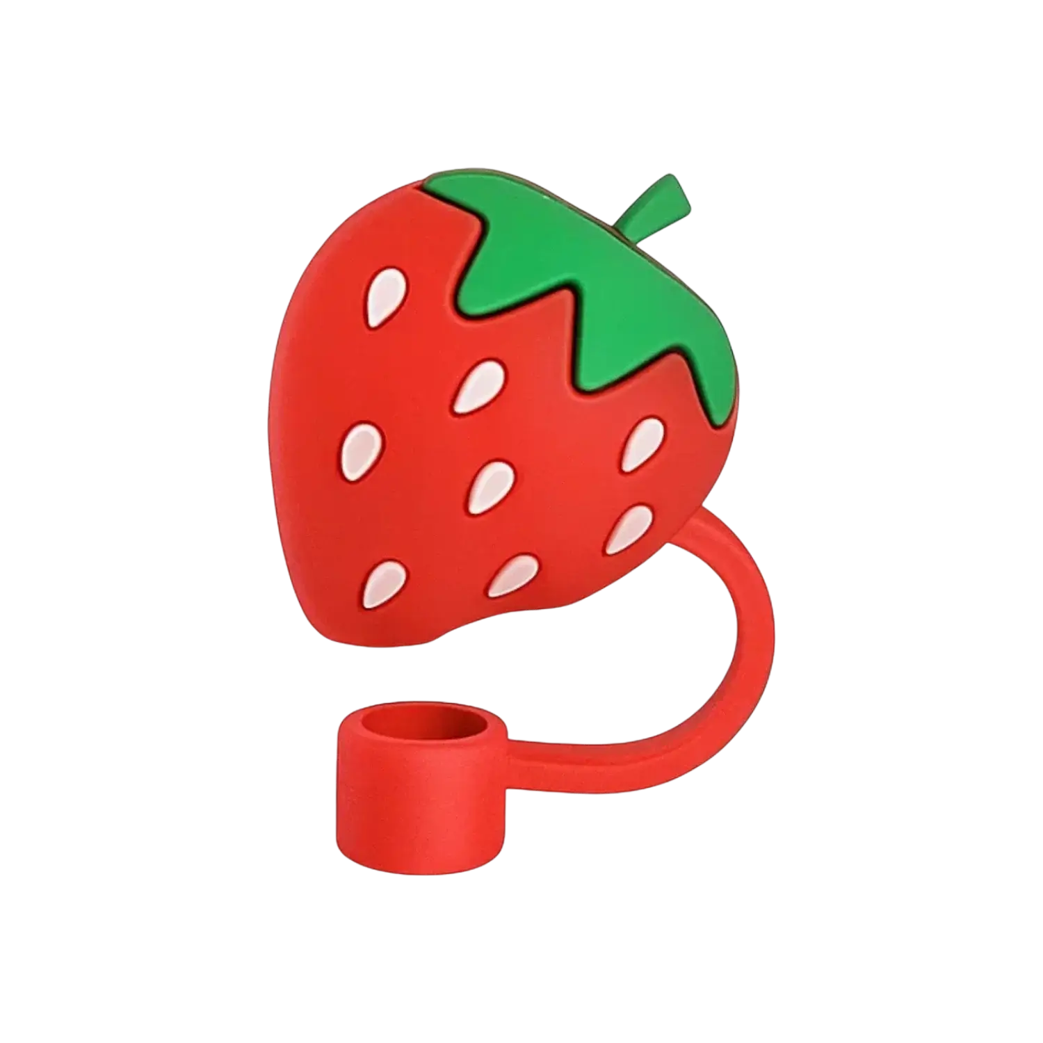 Protetor de Canudo Quencher - Variados em formato de morango, feito em silicone flexível e atóxico, para higiene e proteção do canudo.