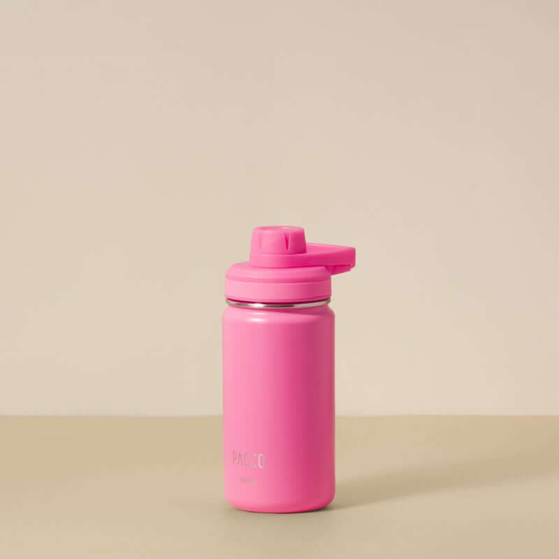 Garrafa Térmica PACCO Hydrav2 350ml rosa com design elegante e compacta, ideal para manter bebidas frias ou quentes por longos períodos.