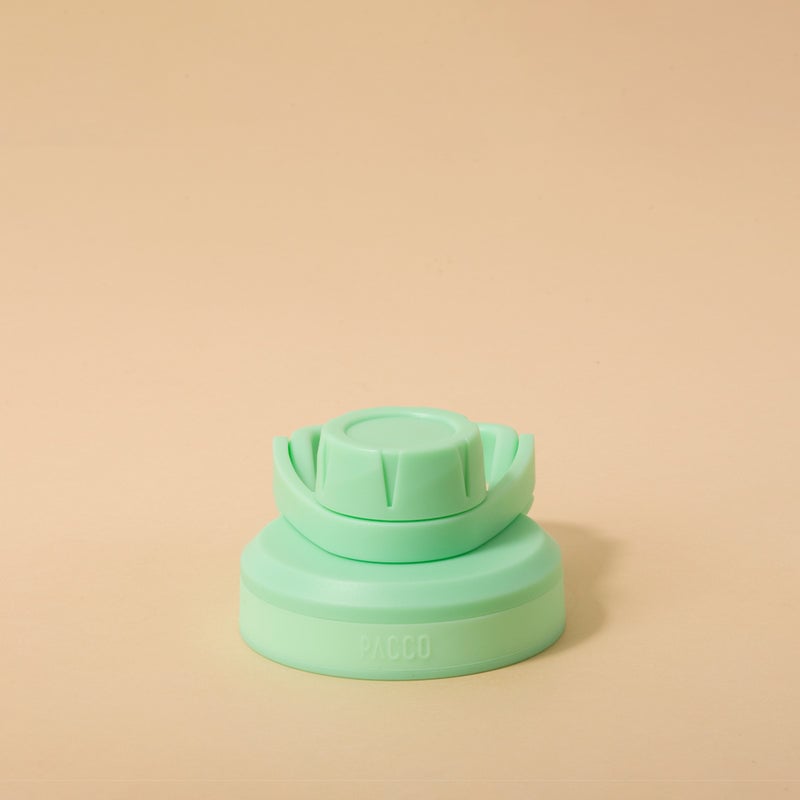 Tampa PACCO Stiff verde clara, vedação hermética e funcionalidade máxima, ideal para transporte seguro de garrafas sem vazamentos.
