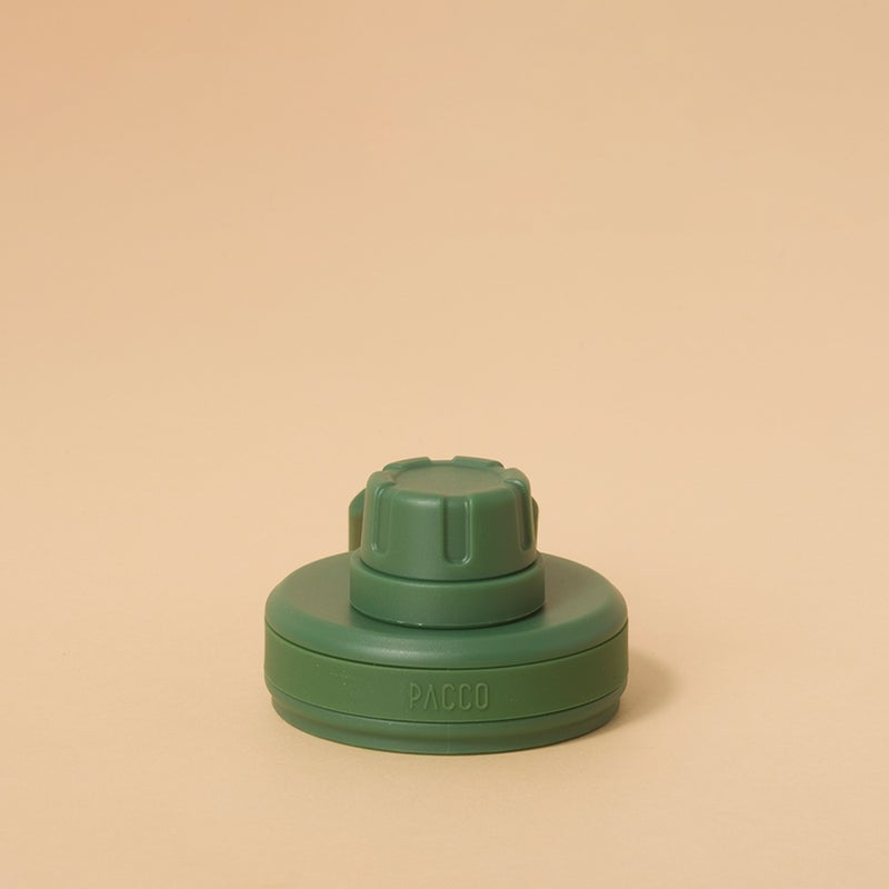 Tampa PACCO Original - Tampa verde com design moderno, durável e leve para garrafas, garantindo praticidade e segurança no transporte.