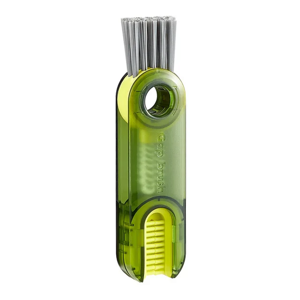 Escova de limpeza - Gap Brush em verde, ideal para limpar garrafas e copos, com cerdas especiais 3 em 1 para diferentes tipos de manchas.