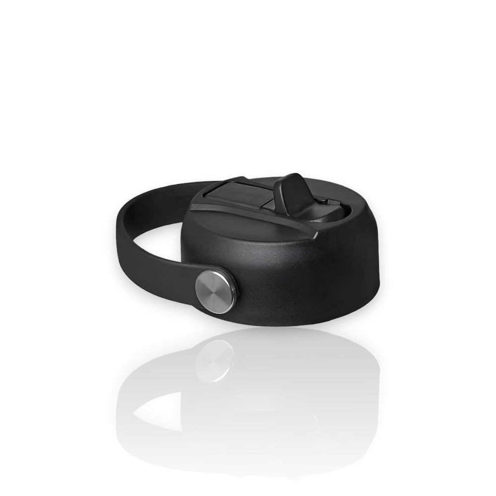 Tampa com canudo - TUYO, tampa preta compatível com garrafas de 350mL a 1.2L para hidratação prática e rápida em movimento.