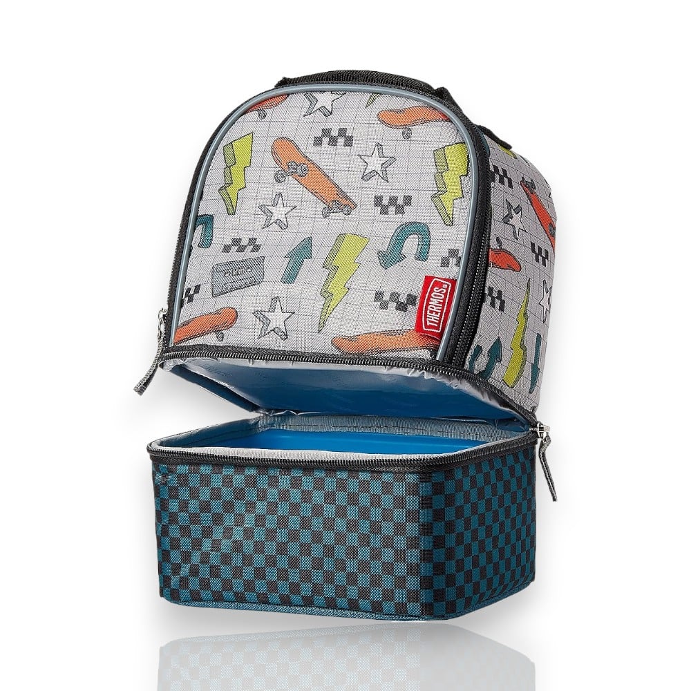Bolsa Térmica Thermos - Skate com isolamento térmico, ideal para lanches infantis. Estampa de skate e design colorido.