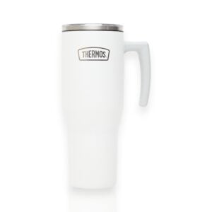 Copo Térmico com canudo Thermos - 1100ml branco em aço inoxidável com isolamento térmico de longa duração.