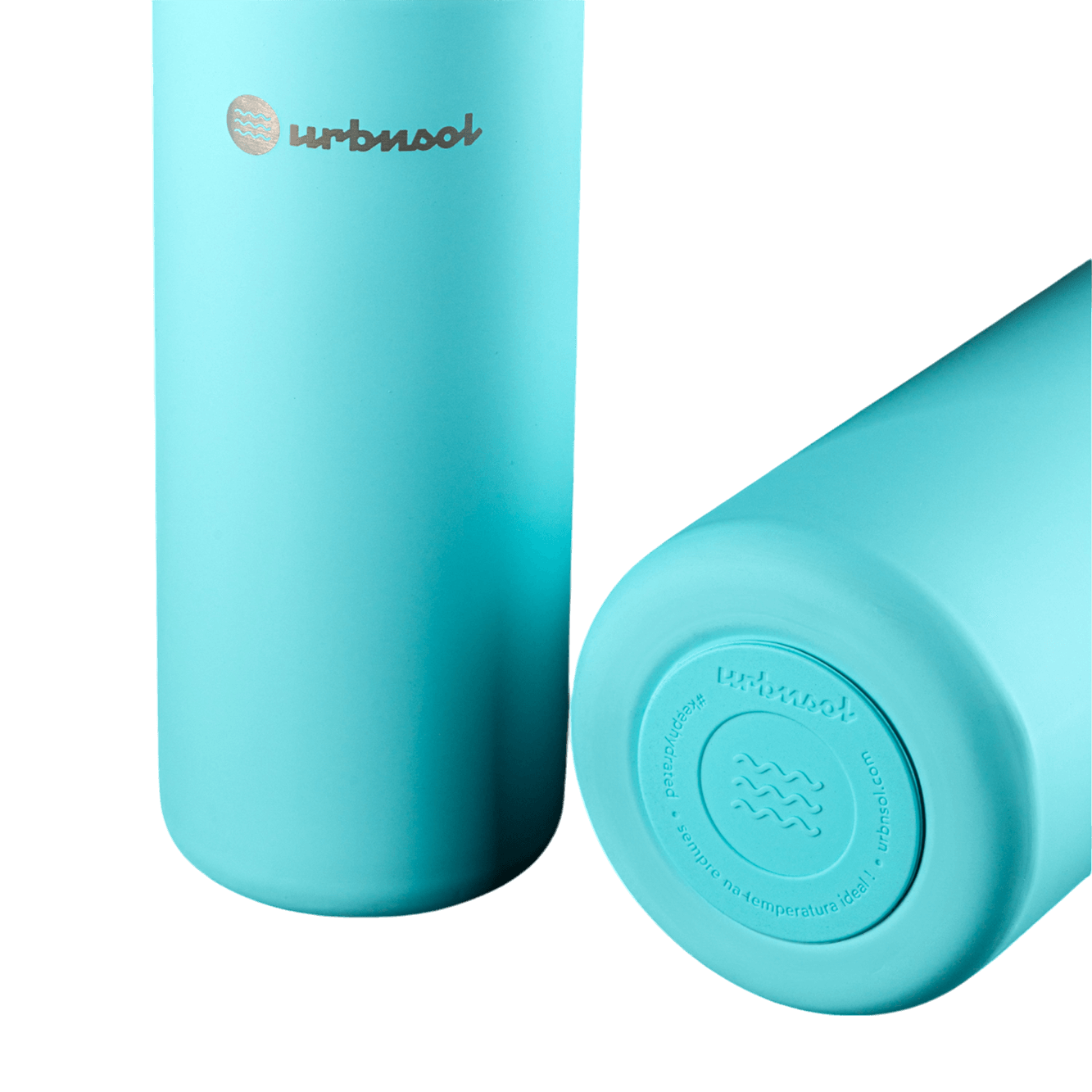 Garrafa Térmica Urbnsol 1,18L - Core e Waves em inox azul, conserva bebidas quentes por até 12h e frias por até 24h.