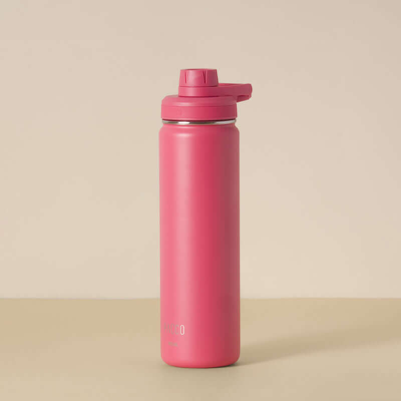 Garrafa Térmica PACCO Hydrav2 650ml rosa com design sofisticado e isolamento térmico, ideal para bebidas quentes ou frias.