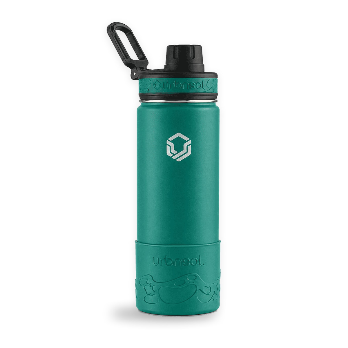 Garrafa Térmica Urbnsol Tradicional 532 ml Verde Escuro, vista frontal com tampa fechada