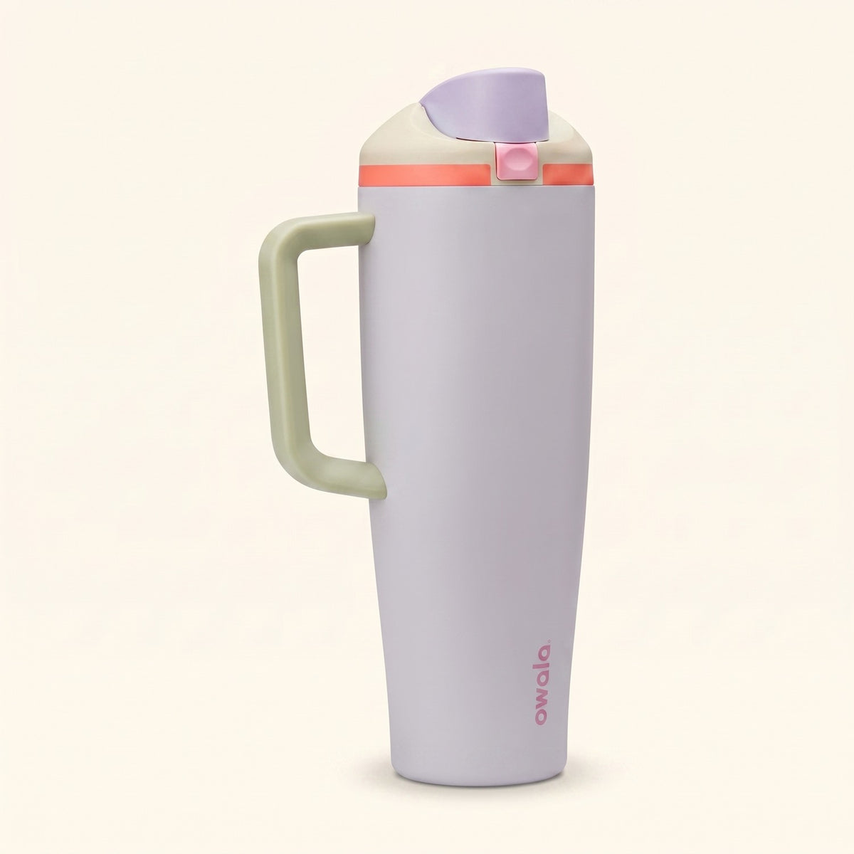 Owala Tumbler Free Sip 1,185 ml Beach House, vista frontal com tampa fechada