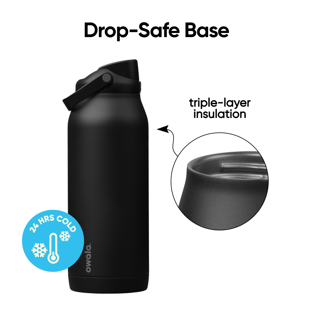 Garrafa Térmica Owala FreeSip Sway 1890 ml Very, Very Dark, infográfico com as características