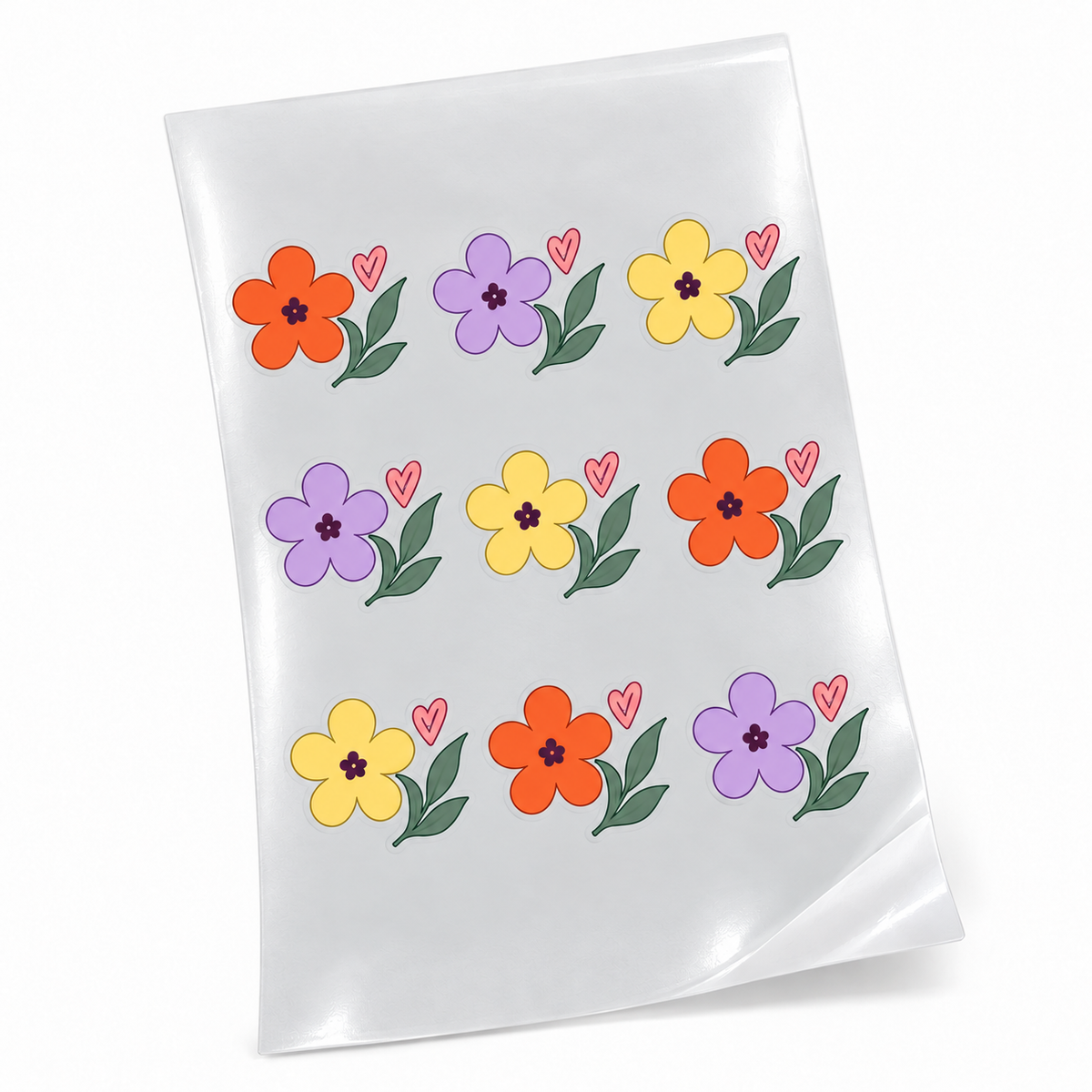 Cartela de Stickers UV DTF com Verniz