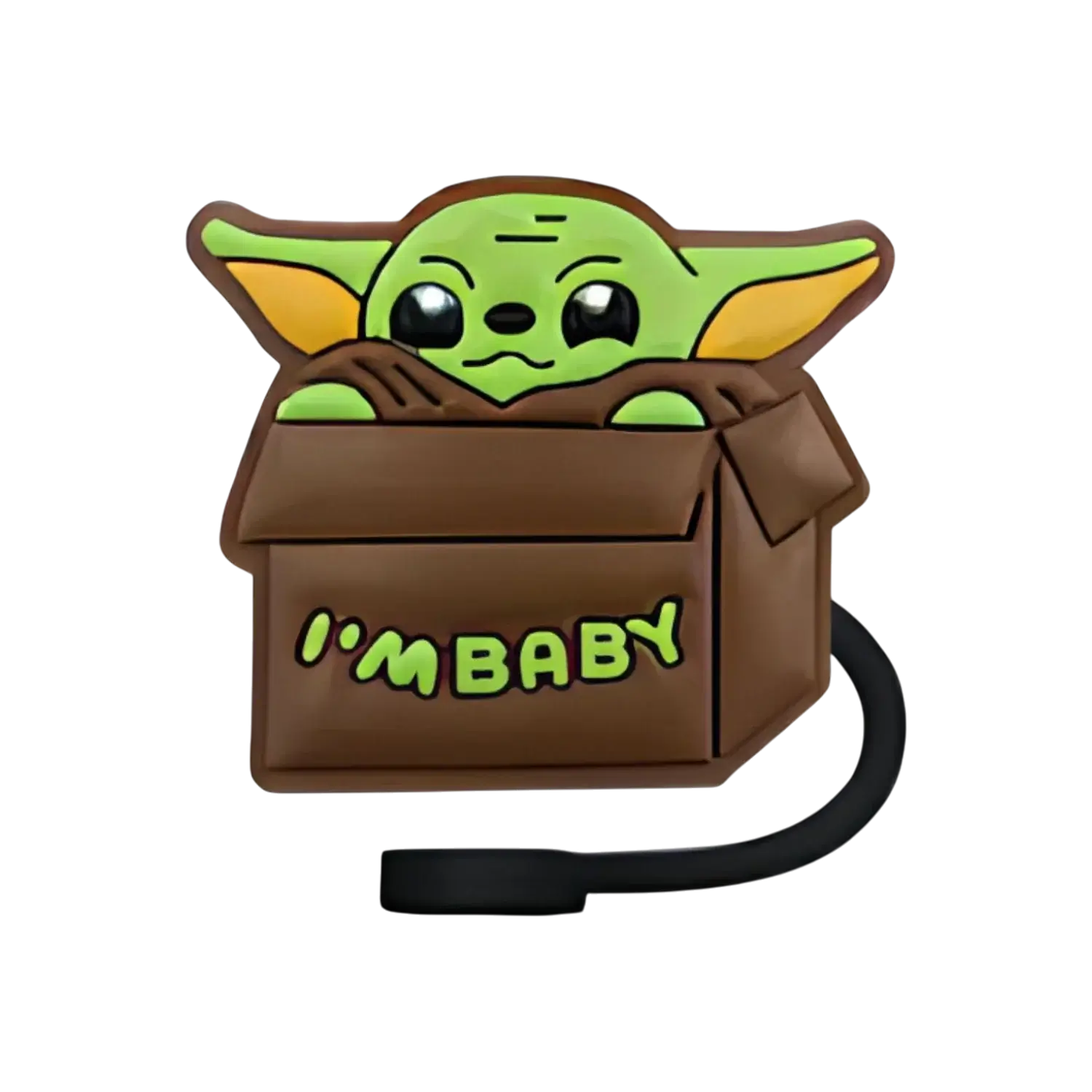 Protetor de Canudo Quencher - Variados com design criativo, figura em uma caixa com a frase 'I'm Baby'. proteção prática e divertida.