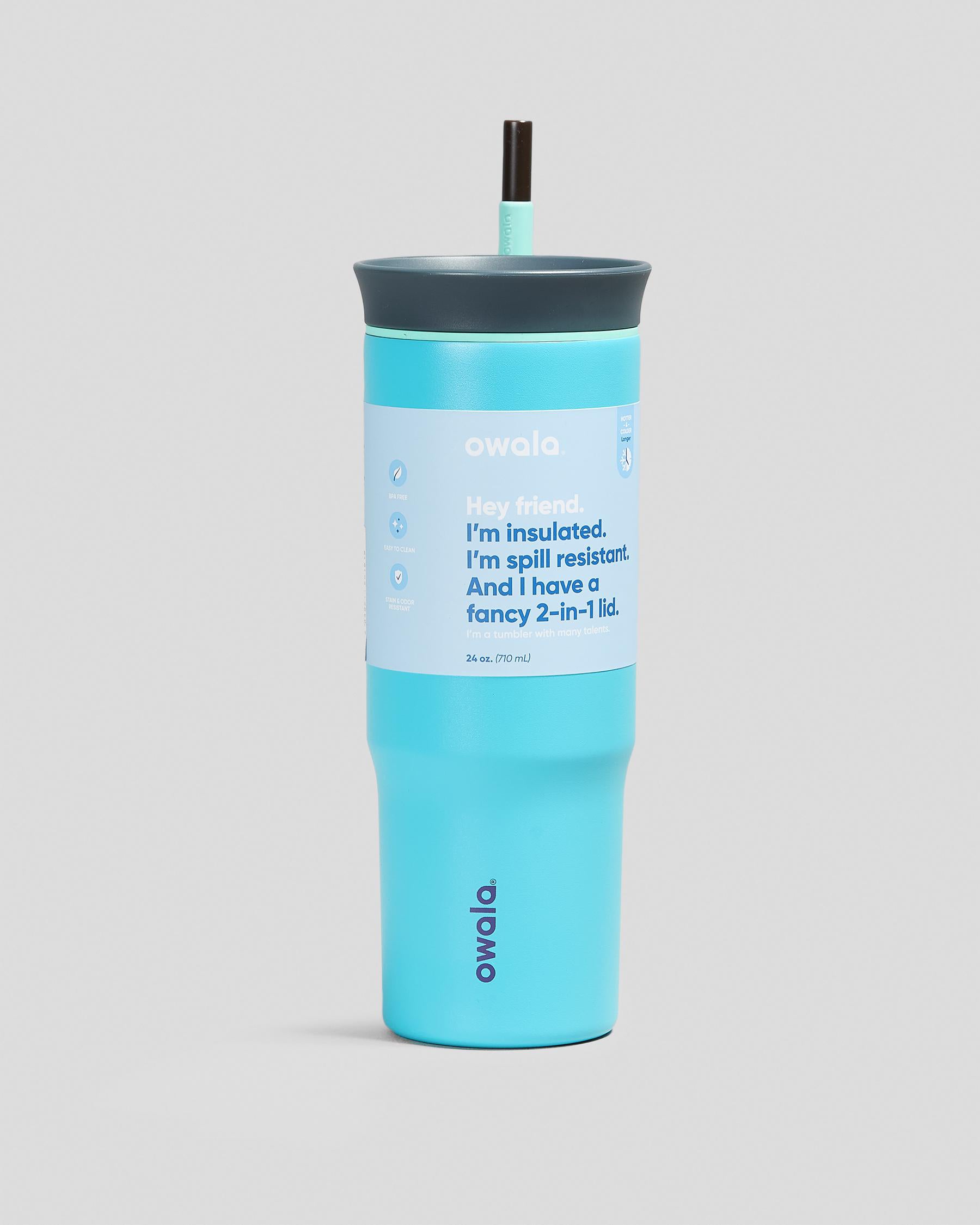 Copo Tumbler Térmico Owala - 710ml | 24oz em azul com tampa 2 em 1, design durável e isolamento térmico para manter bebidas na temperatura ideal.