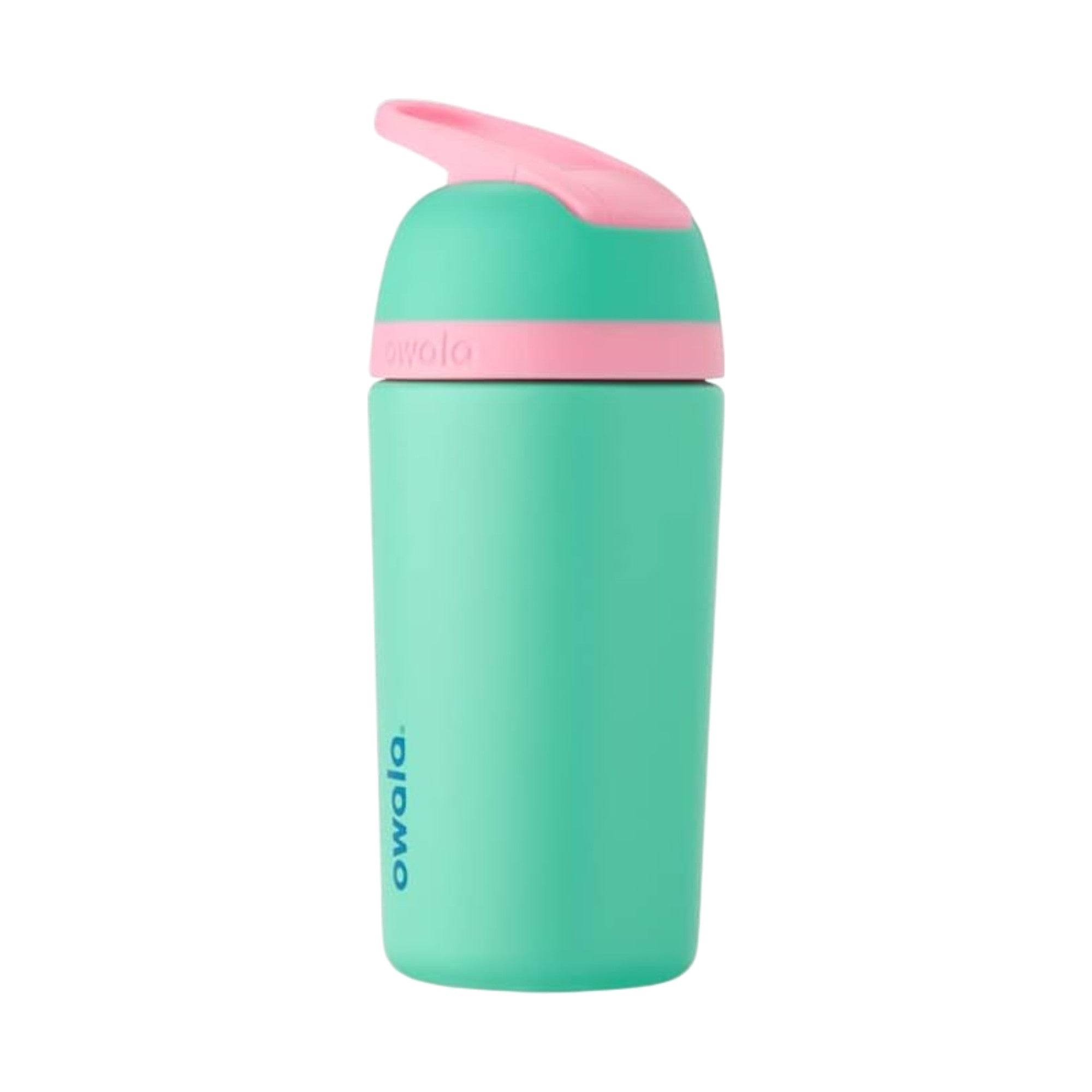 Garrafa Owala Flip Infantil Stainless Steel Termica | 14oz | 410ml em cores verde e rosa, ideal para crianças.