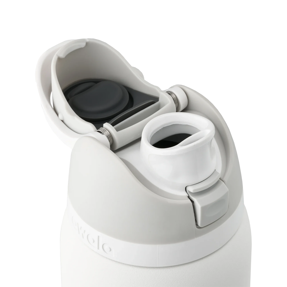 Garrafa Térmica Owala FreeSip 946ml Porcelana de Coalas White Marshmallow, com a tampa aberta