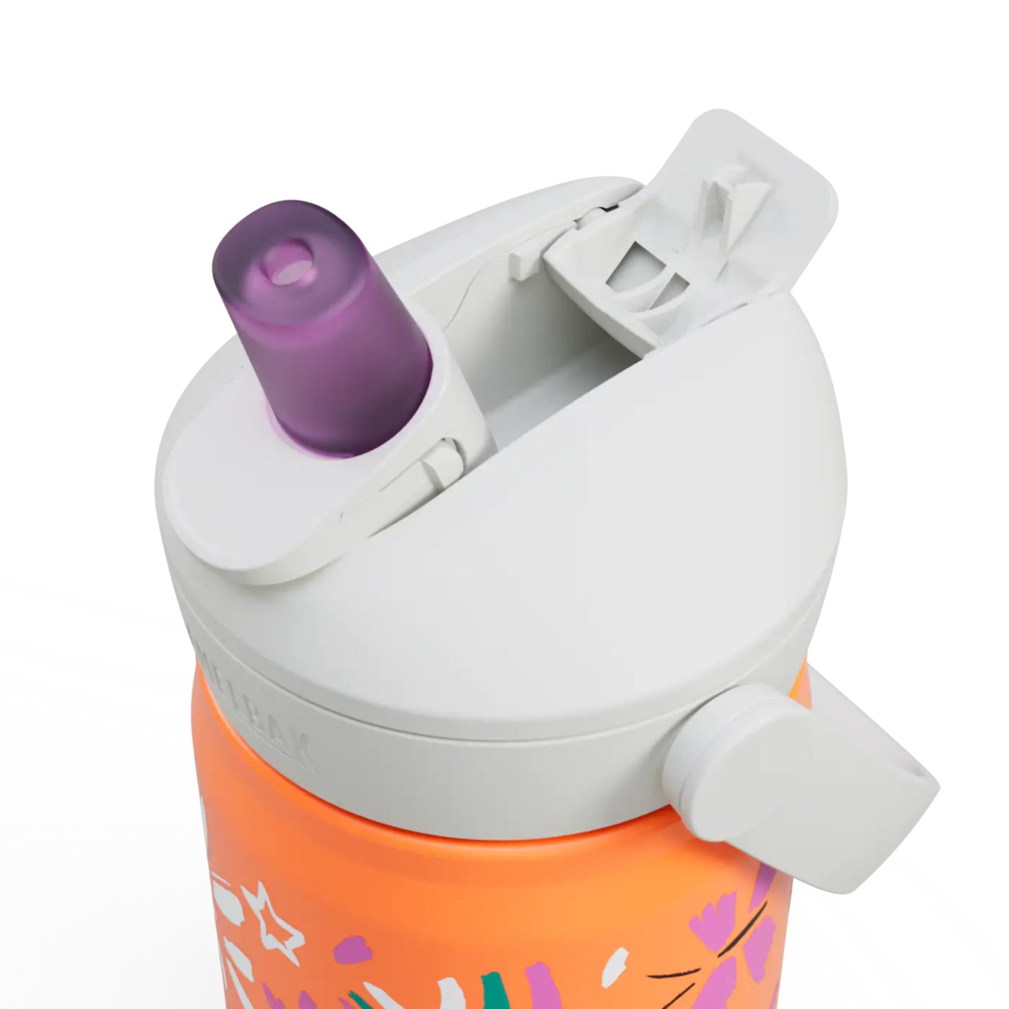 Garrafa Térmica Infantil Camelbak Thrive 354ml com tampa e bico de silicone roxo.