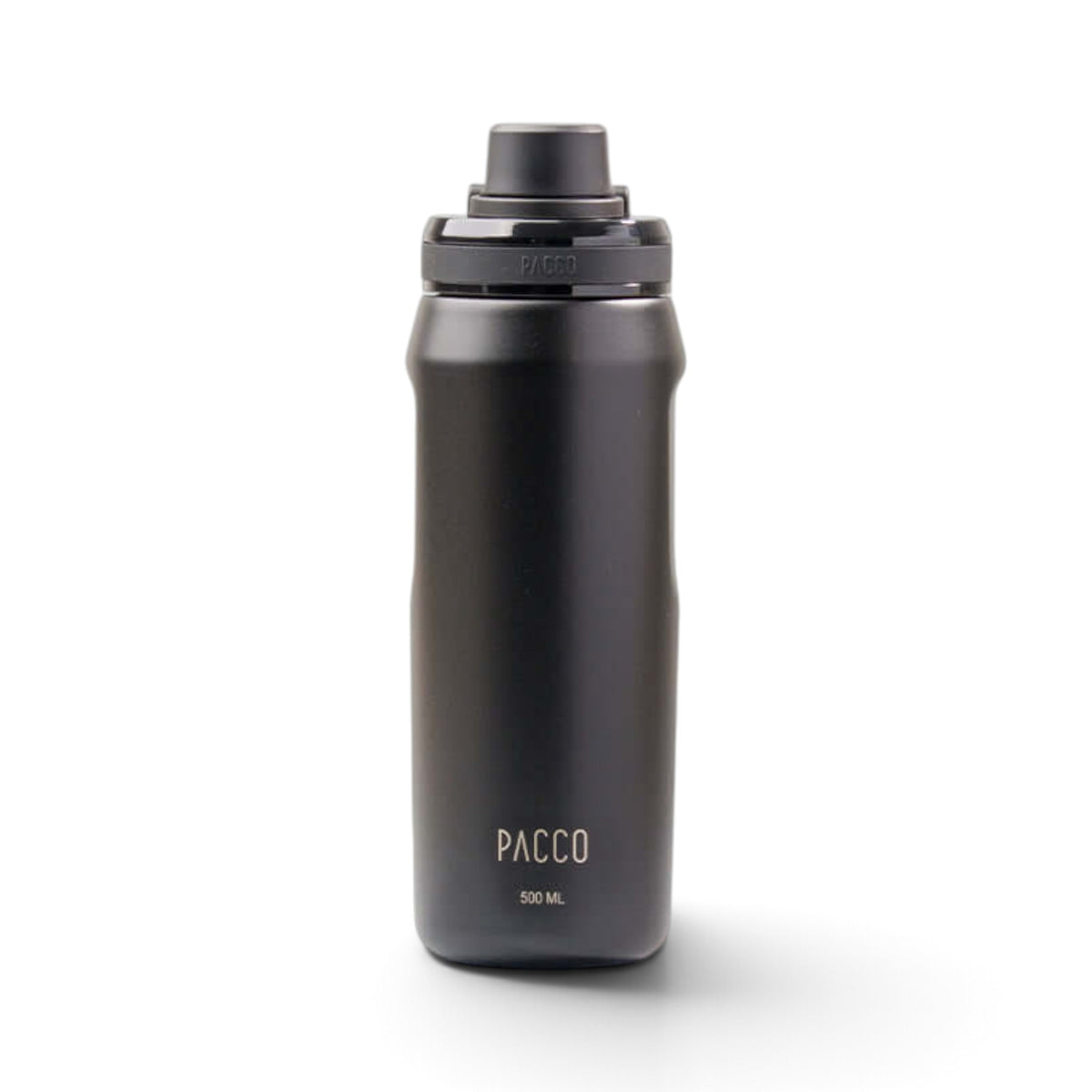 Garrafa Térmica PACCO Vyta 500 ml Preta, vista frontal com tampa fechada