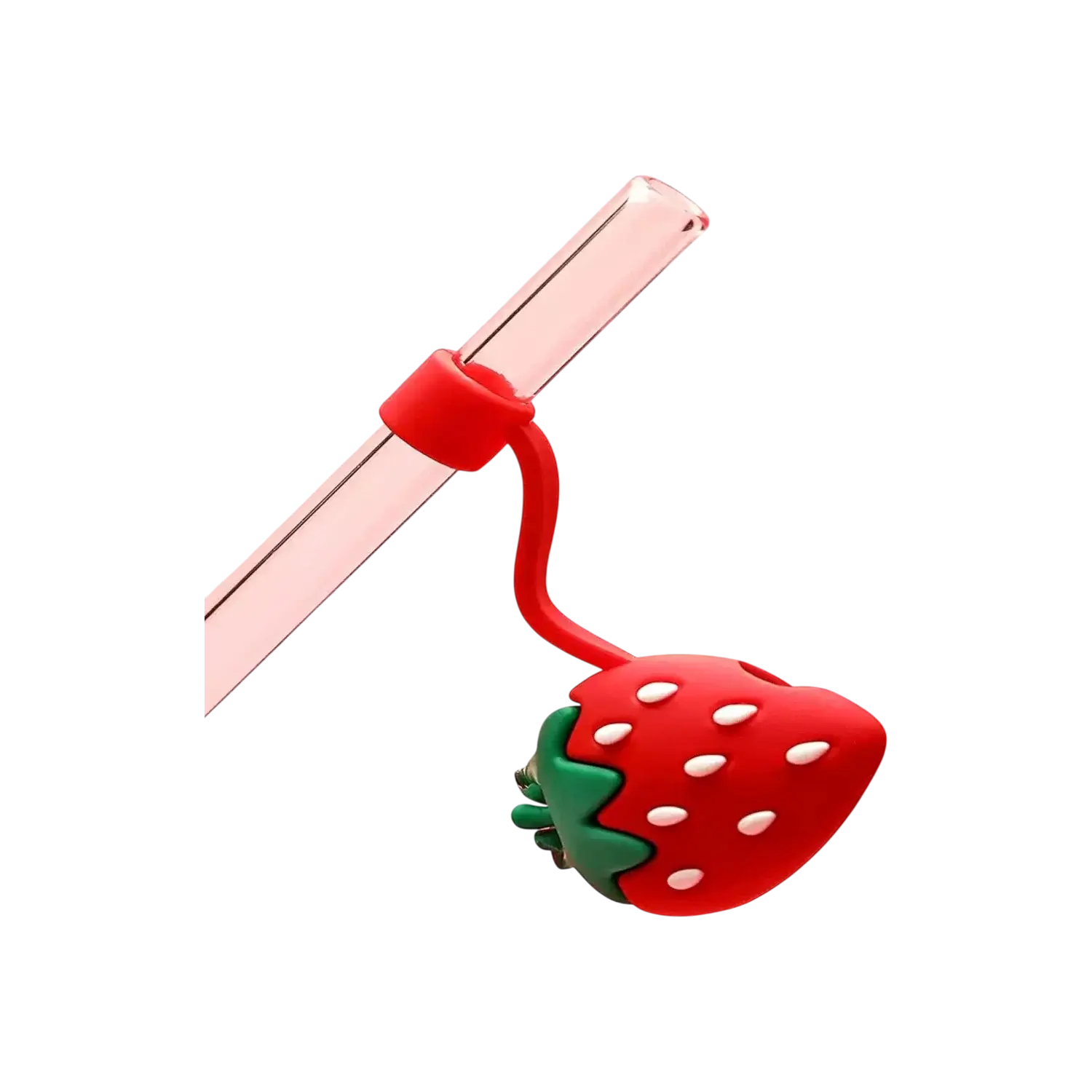 Protetor de Canudo Quencher - Variados com tema de morango, em silicone, para higiene e proteção.