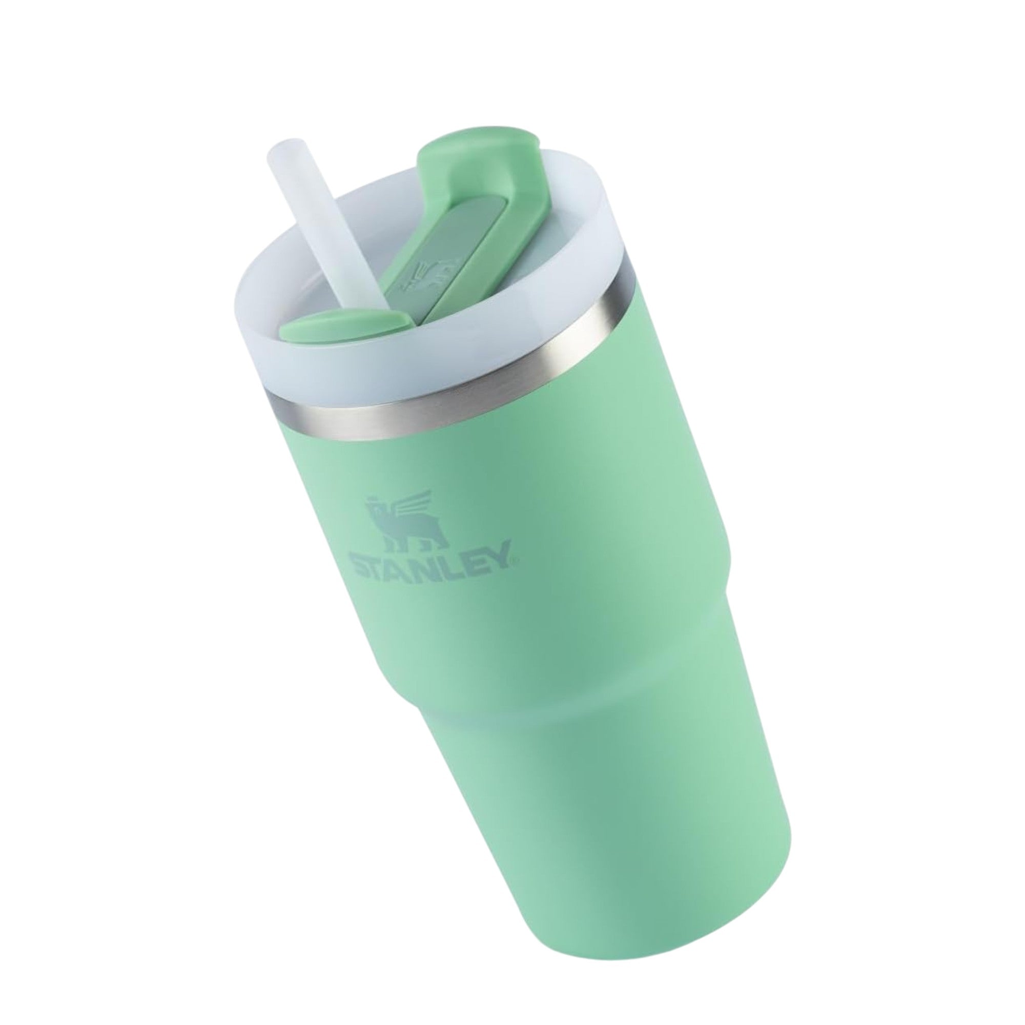 Copo Quencher com alça Stanley | 591ml verde com canudo reutilizável e isolamento a vácuo.
