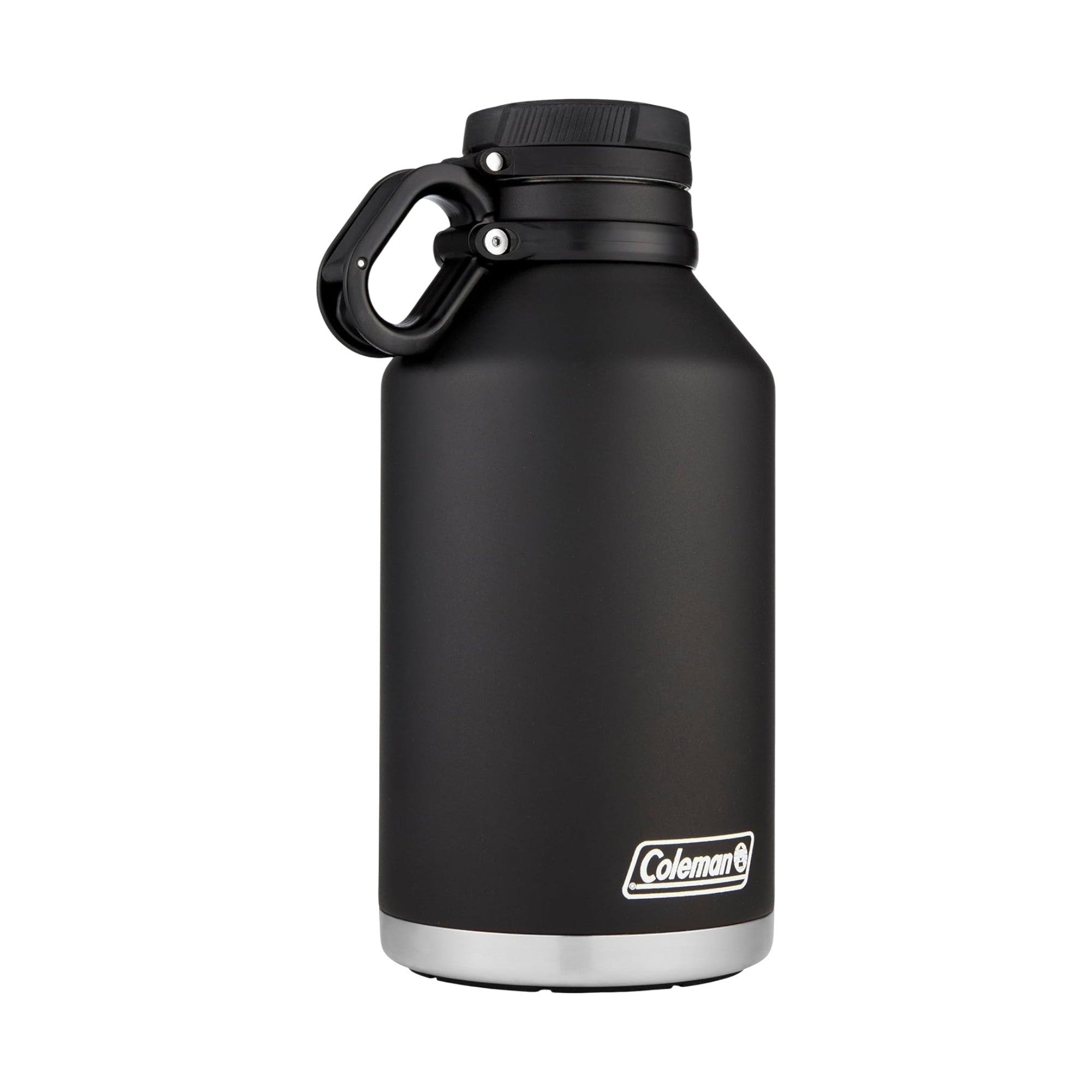 Growler 1,9L Preto Coleman térmico, aço inoxidável, ideal para camping, viagens e churrascos, destaca-se pelo isolamento a vácuo