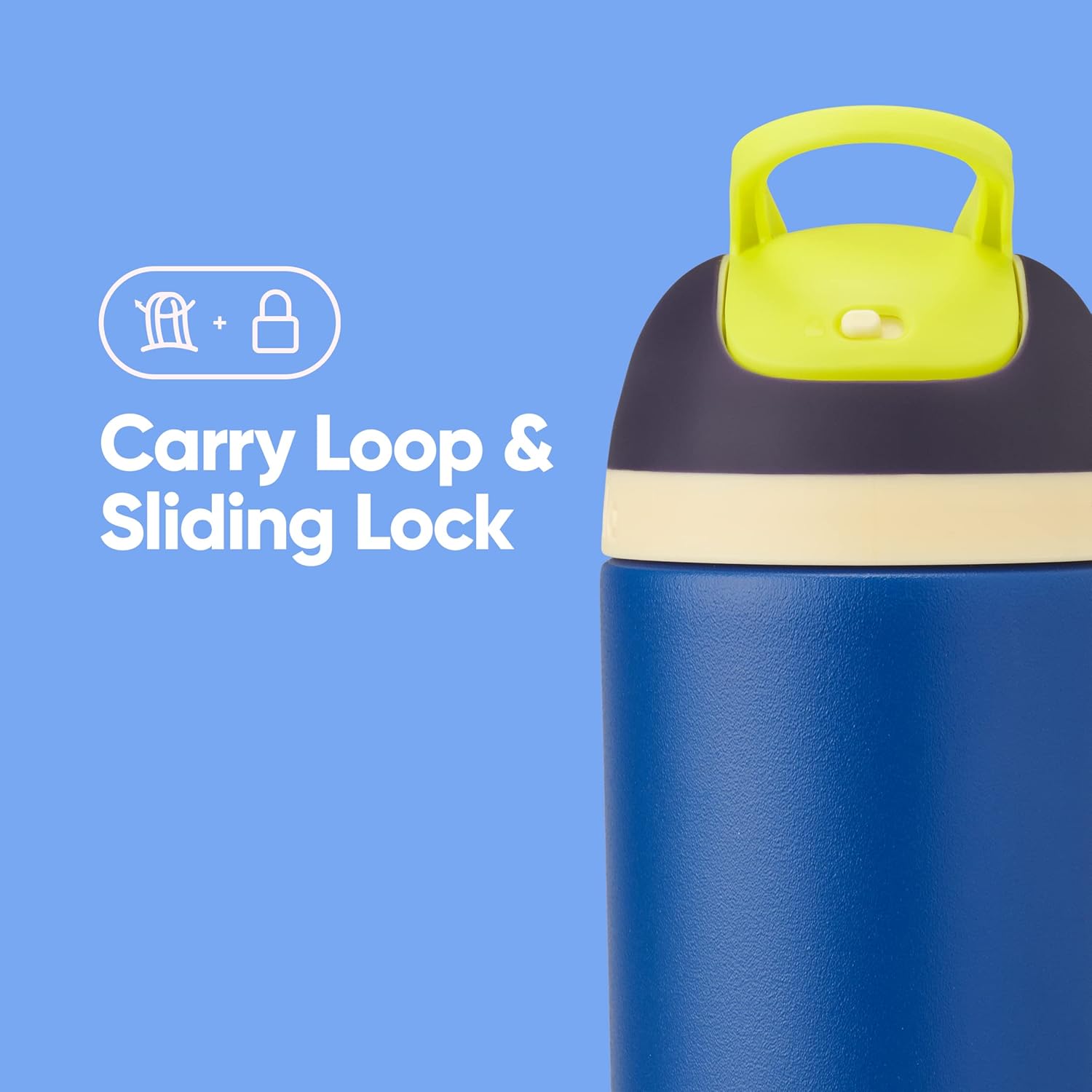 Garrafa Owala Flip Infantil Stainless Steel Termica | 14oz | 410ml com alça de transporte e trava deslizante.
