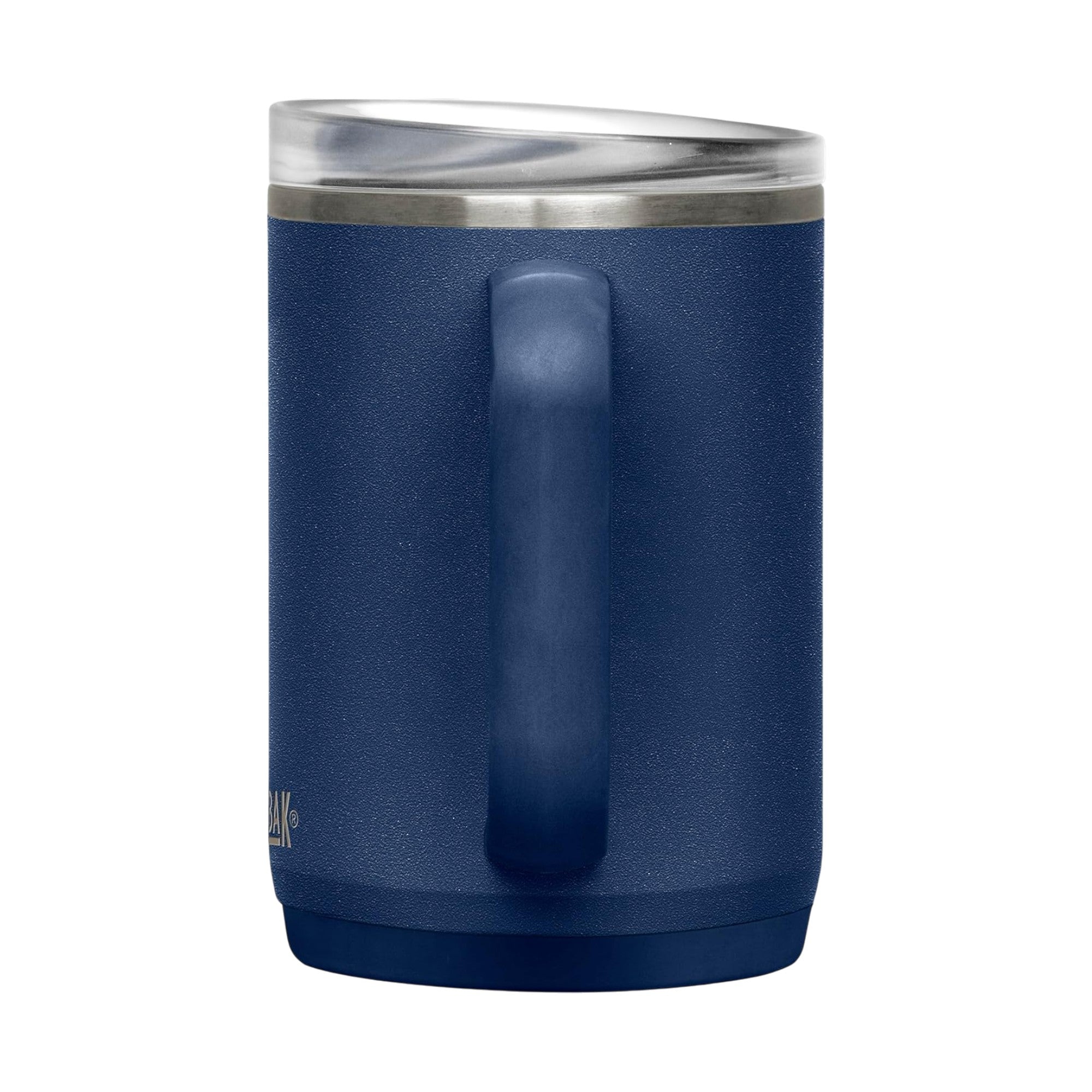 Caneca Térmica Thrive Camelbak 470ml em azul com tampa à prova de vazamentos e alça ergonômica, mantém bebidas quentes e frias por horas.