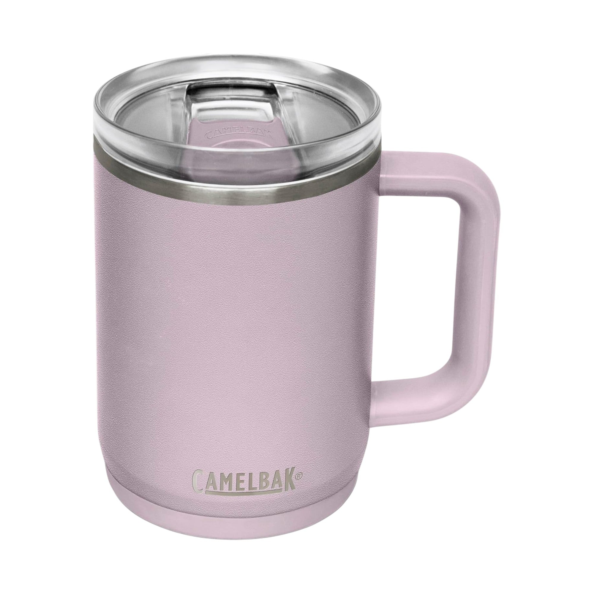 Caneca Térmica Thrive Camelbak 470ml rosa com tampa à prova de vazamentos e isolamento a vácuo de parede dupla para bebidas quentes e frias.
