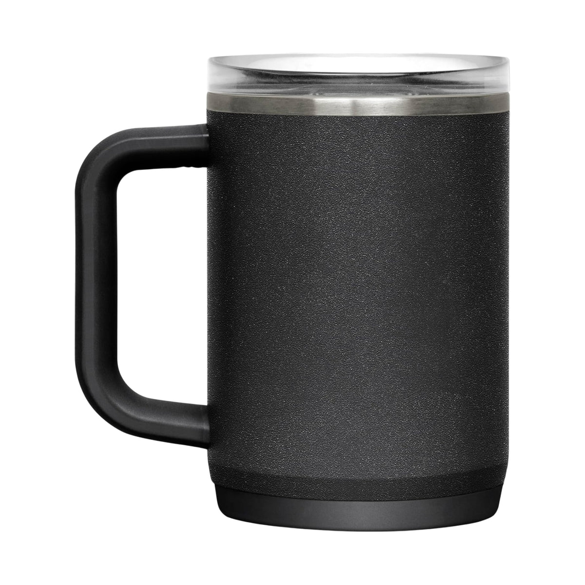 Caneca Térmica Thrive Camelbak 470ml preta com tampa à prova de vazamentos e alça ergonômica, ideal para bebidas quentes ou frias.